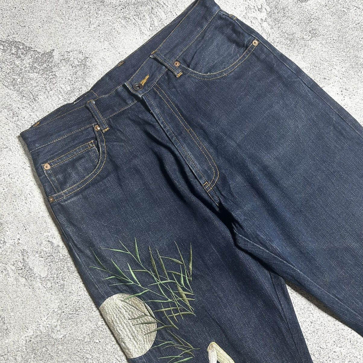 Japanese Brand Vintage Script Denim Rabbit Embroidery Size US 31 - 4 Thumbnail