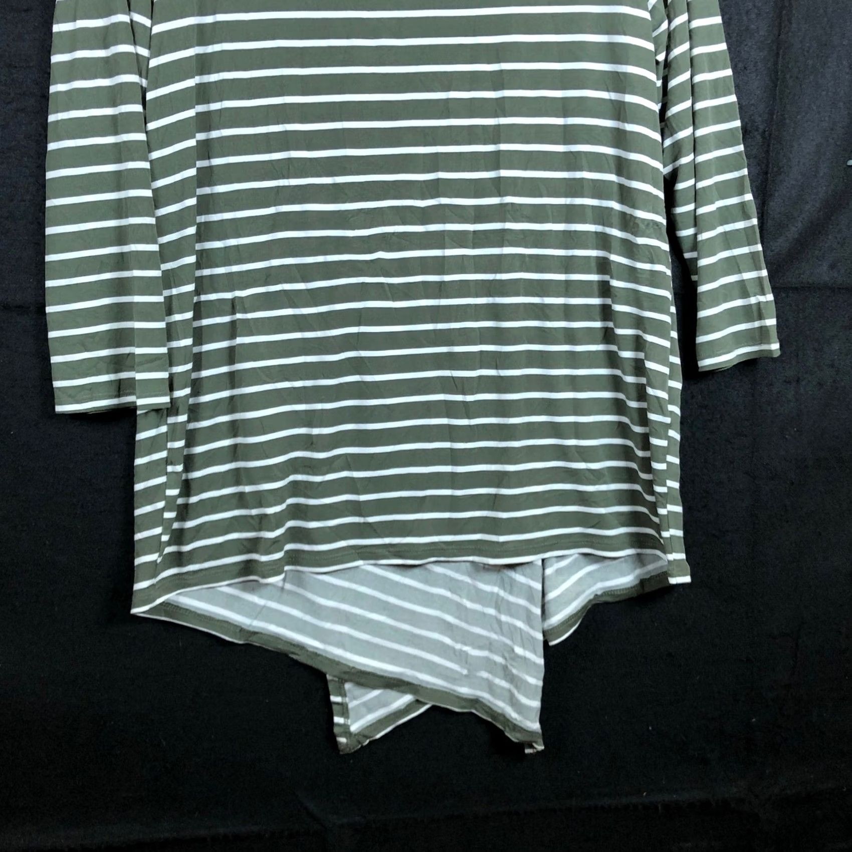 Vintage Chicos Womens Shirt Green White Stripe Long Sleeve Semi Open Back Stretch Crew Neck T-Shirt S Regular Girls Women’s Size S / US 4 / IT 40 - 3 Thumbnail