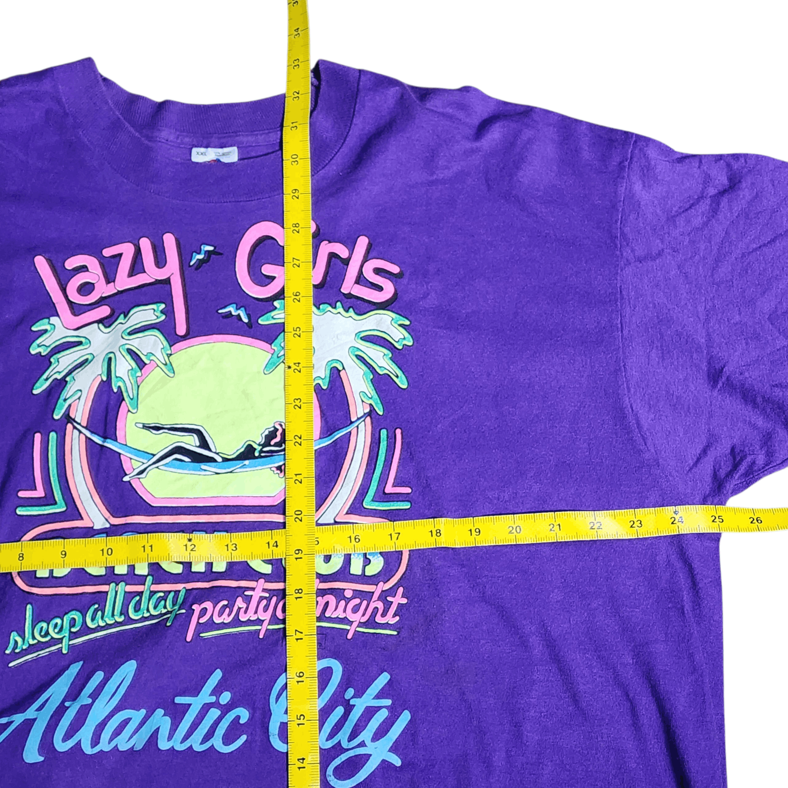 Vintage Vintage 1990 Lazy Girls Beach Club Atlantic City tees Fotl Size US XXL / EU 58 / 5 - 7 Thumbnail