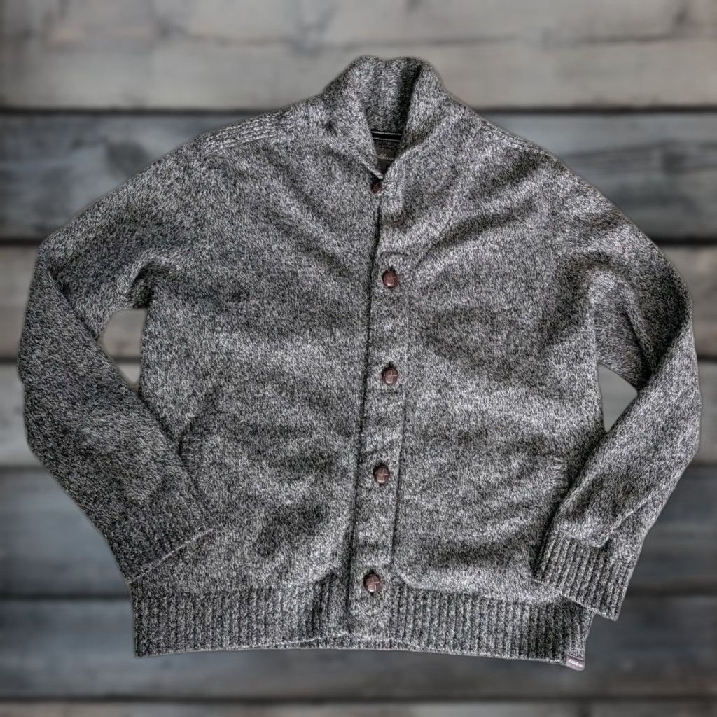 Eddie Bauer Eddie Bauer Mens Cardigan Sweater Shawl Collar Button Front Knit Gray L Wool Blend Size US L / EU 52-54 / 3 - 1 Thumbnail