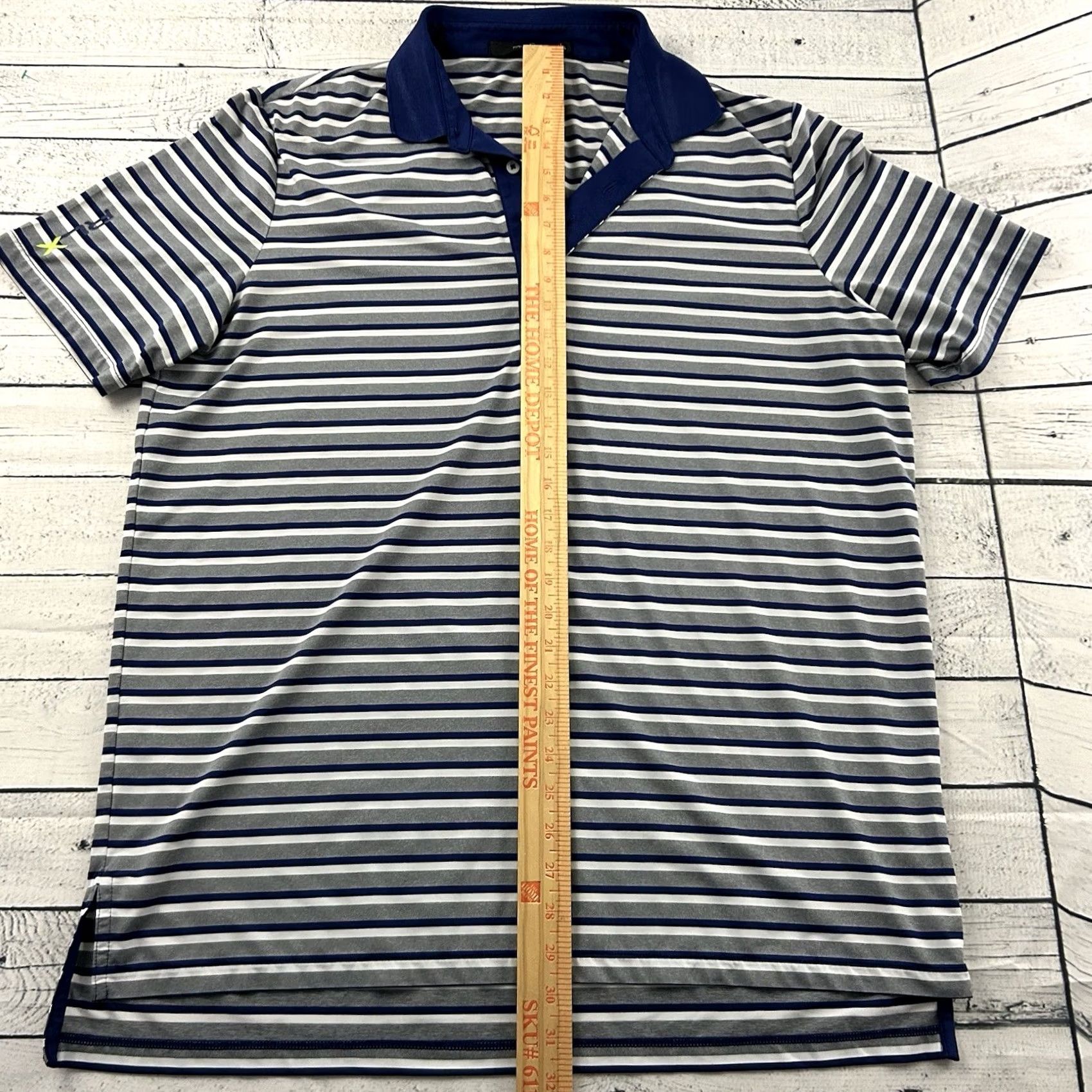 RLX Ralph Lauren RLX Ralph Lauren Short Sleeve Striped Golf Polo Shirt Mens L Blue Gray Size US L / EU 52-54 / 3 - 4 Thumbnail