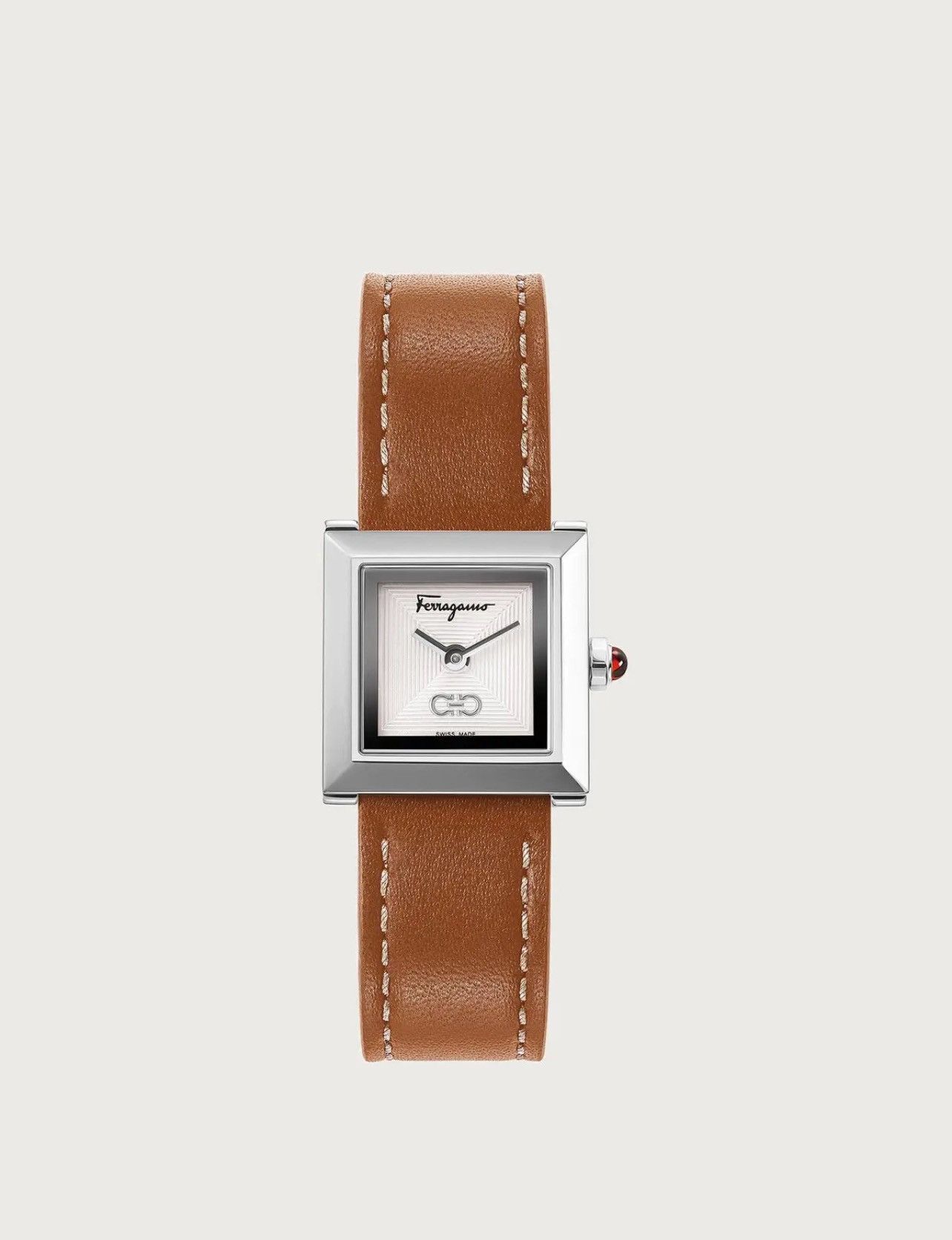 Salvatore Ferragamo Ferragamo Square Brown Leather Strap Watch 19mm Size ONE SIZE - 1 Thumbnail
