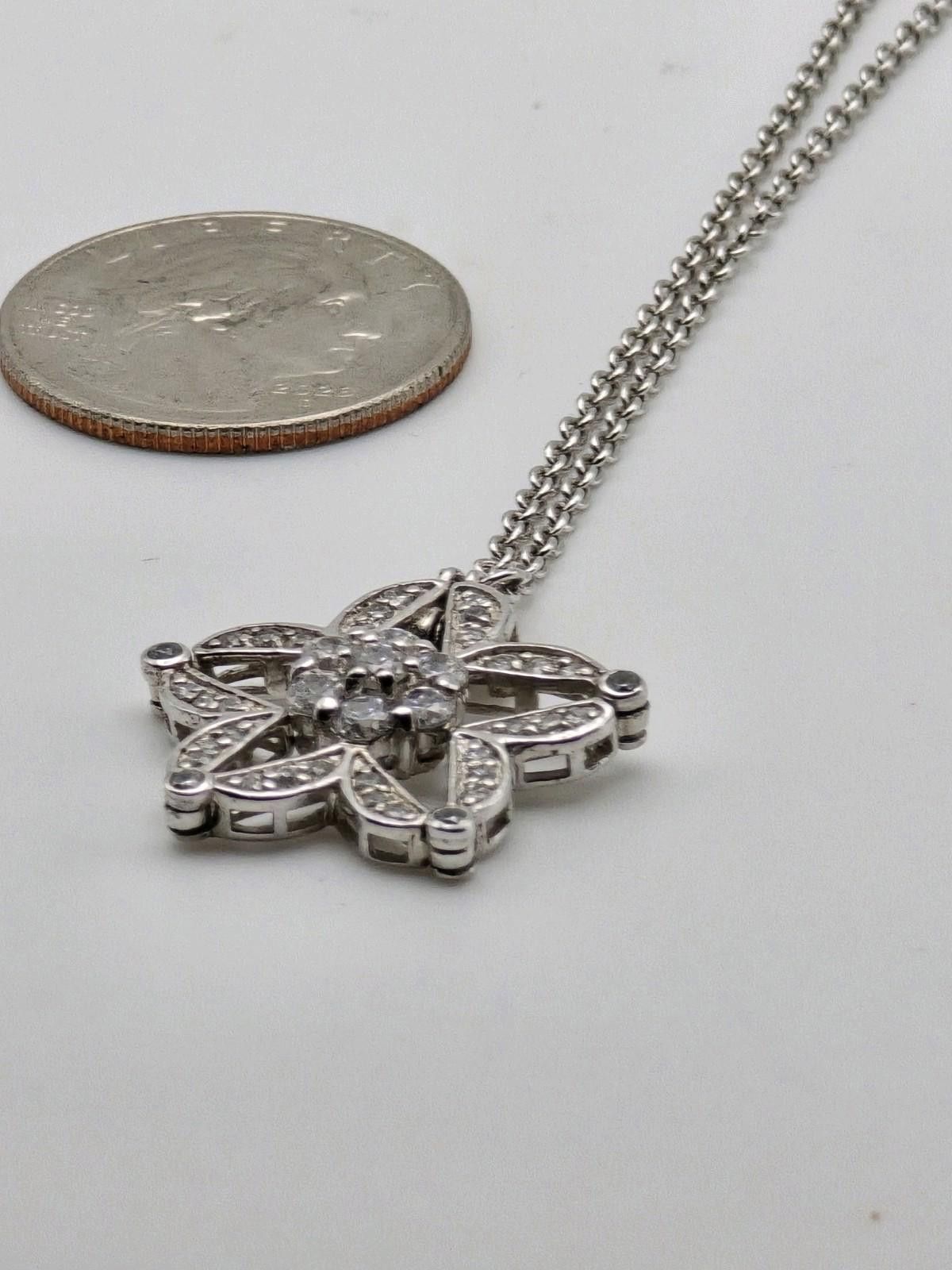 Sterling Silver Sterling Silver CZ Star Pendant Necklace 16.5–18" Adjustable Size ONE SIZE - 2 Thumbnail
