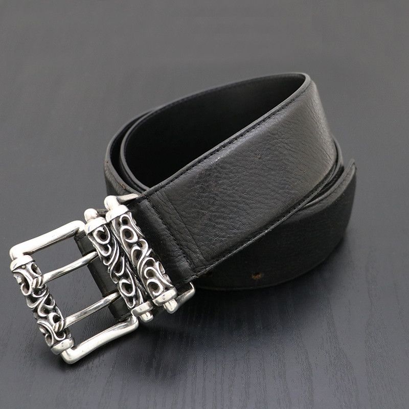 image of Chrome Hearts Double Roller Belt in Black, Men's