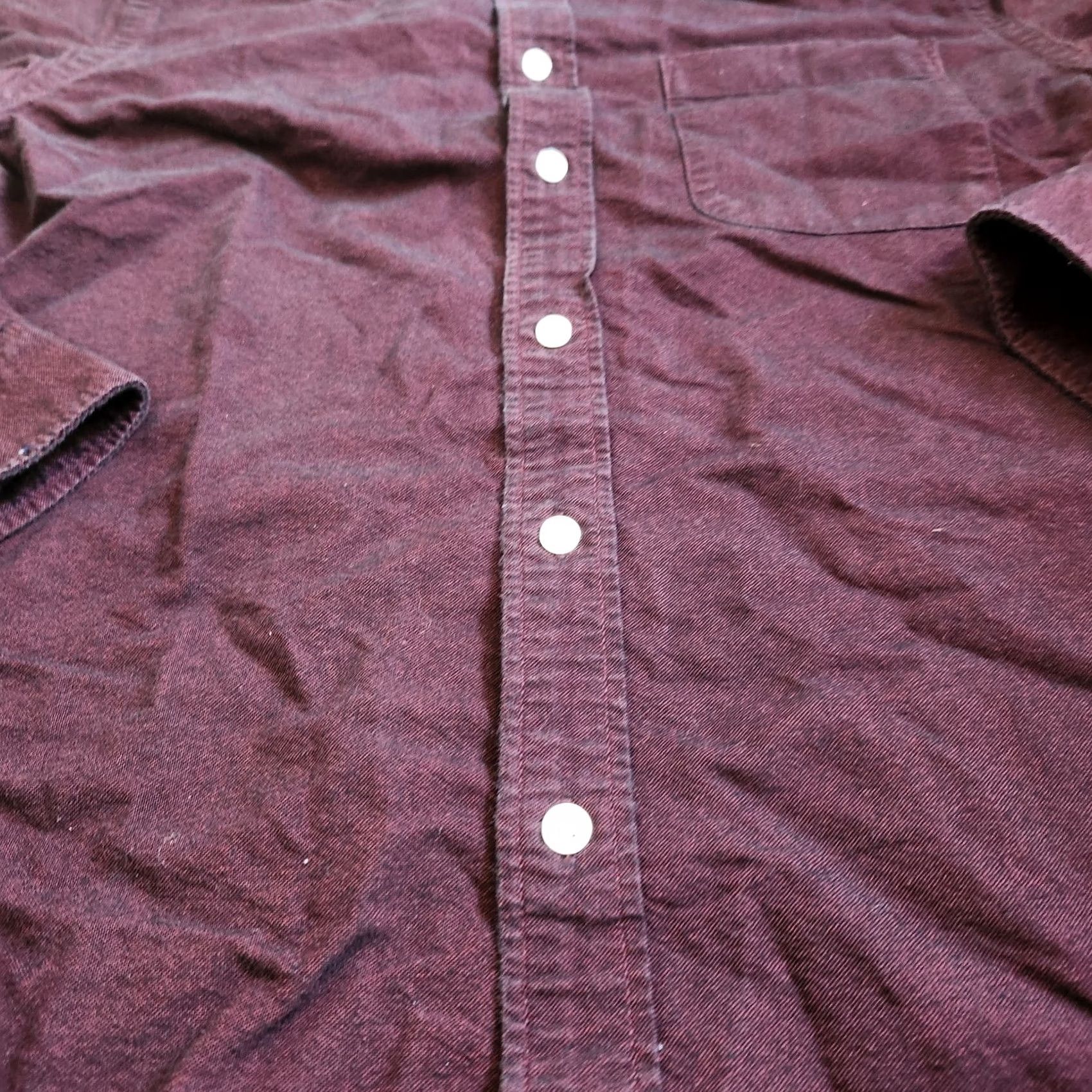 Merona Merona Men's Burgundy Button-Down Dress Shirt S/P Shirt Casual Business 100% Cotton Size 36R - 5 Thumbnail