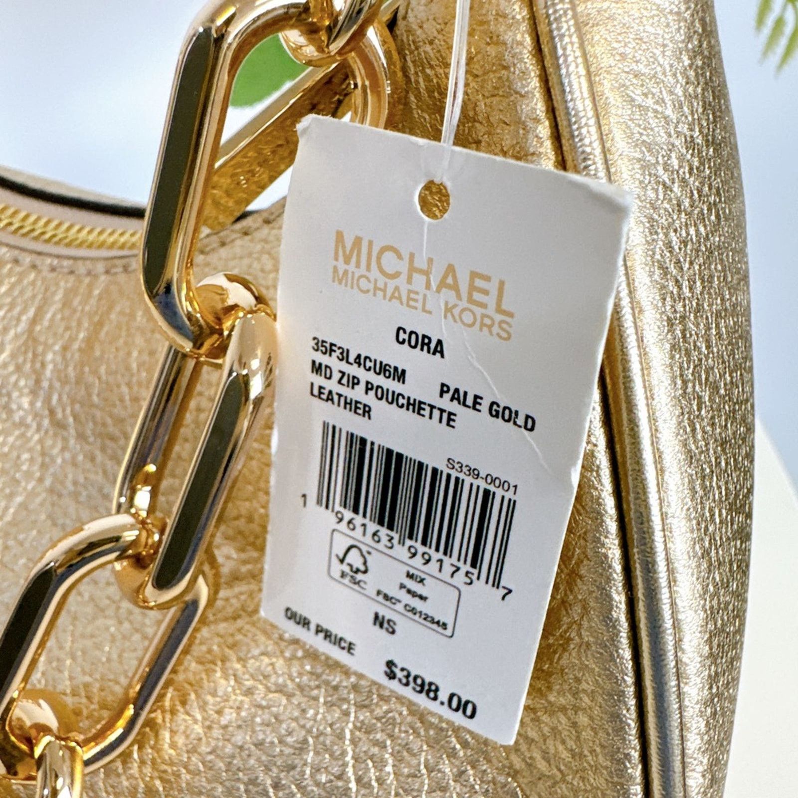 Michael Kors Michael Kors 35F3L4CU6M Cora Medium Metallic Leather Shoulde Size ONE SIZE - 8 Thumbnail