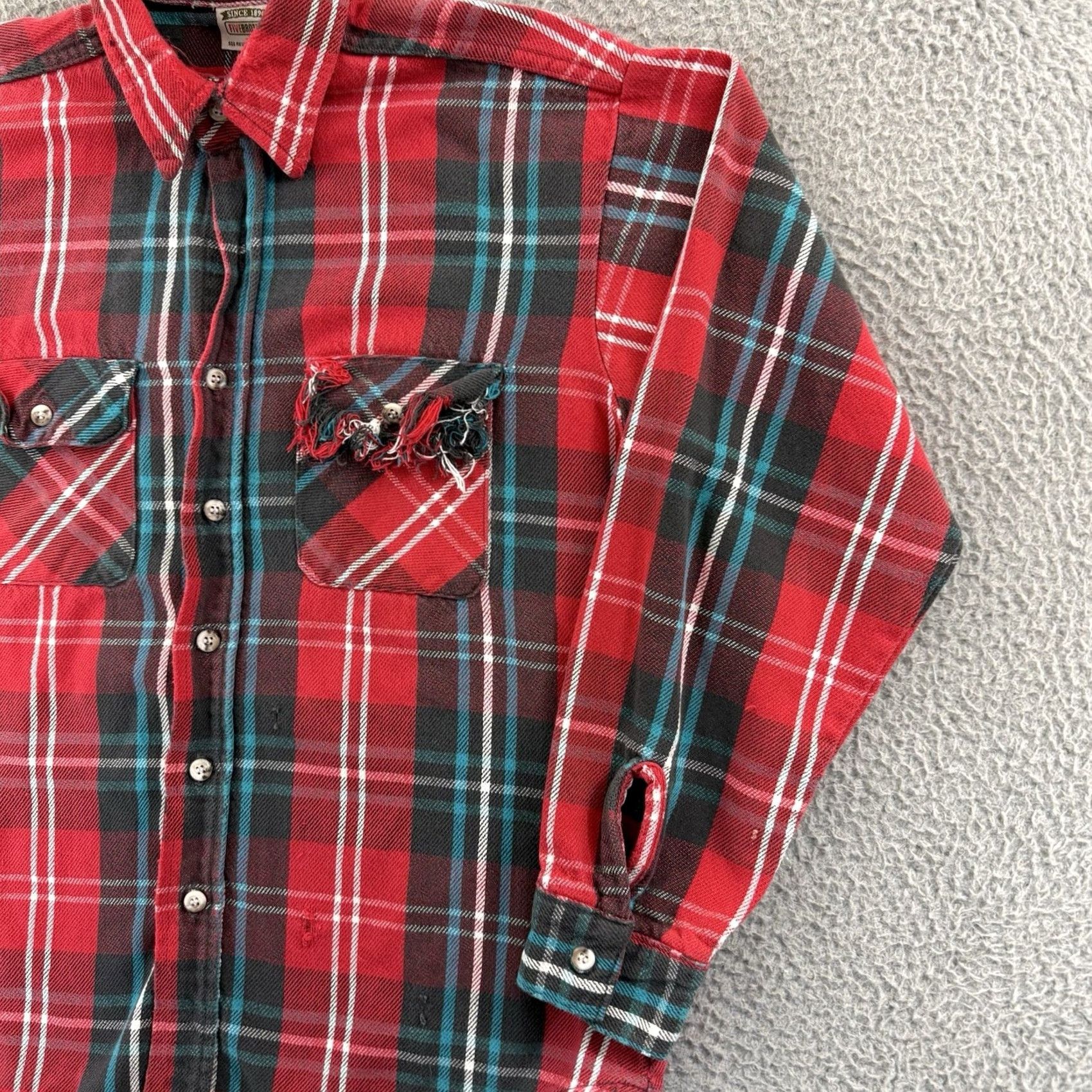 Vintage VINTAGE Five Brother Shirt Men Large Red Plaid Flannel All Cotton 90s Grunge USA Size US L / EU 52-54 / 3 - 5 Thumbnail
