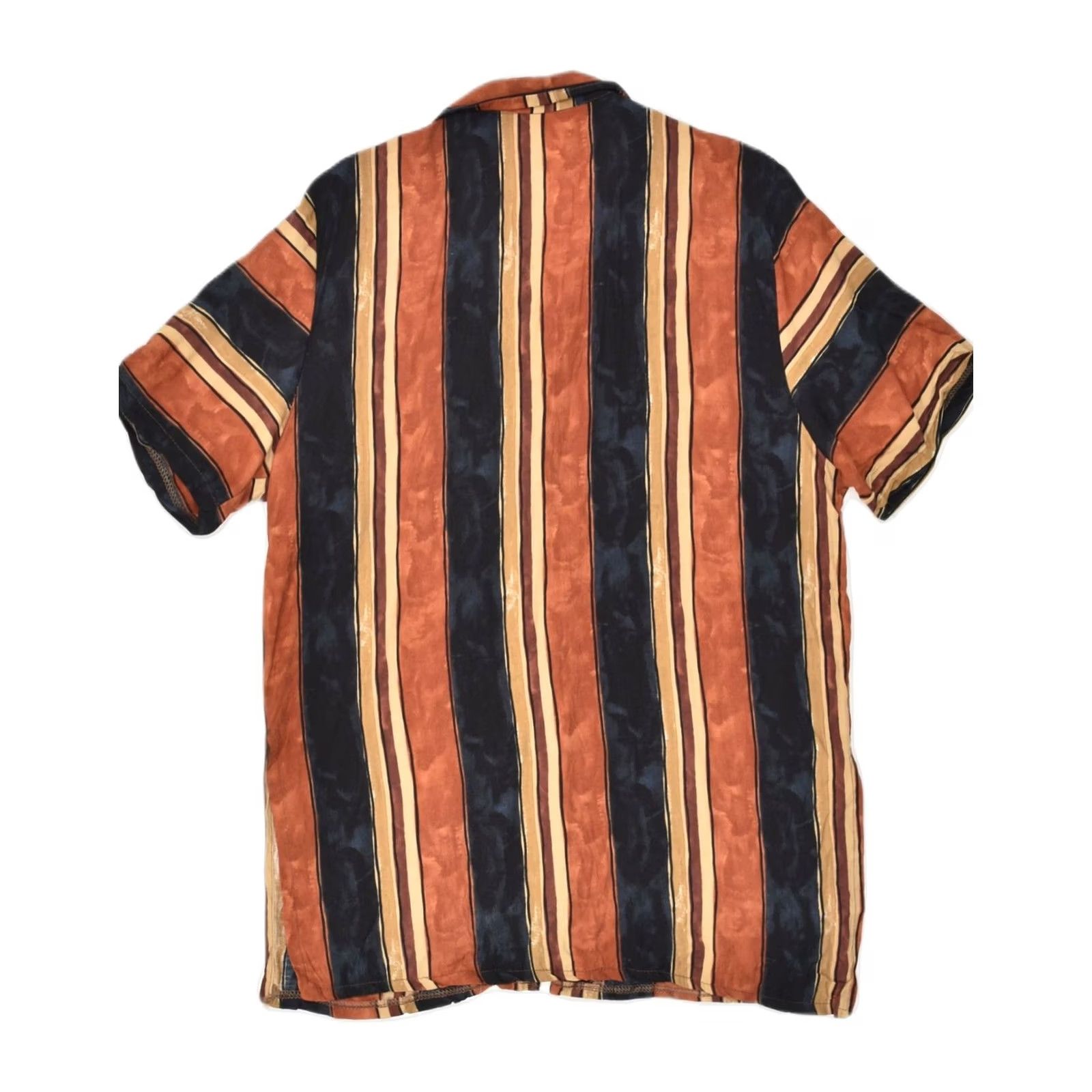 Vintage VINTAGE Womens Shirt Brown Striped UK 16 Large Short Sleeve Longline Size L / US 10 / IT 46 - 2 Thumbnail
