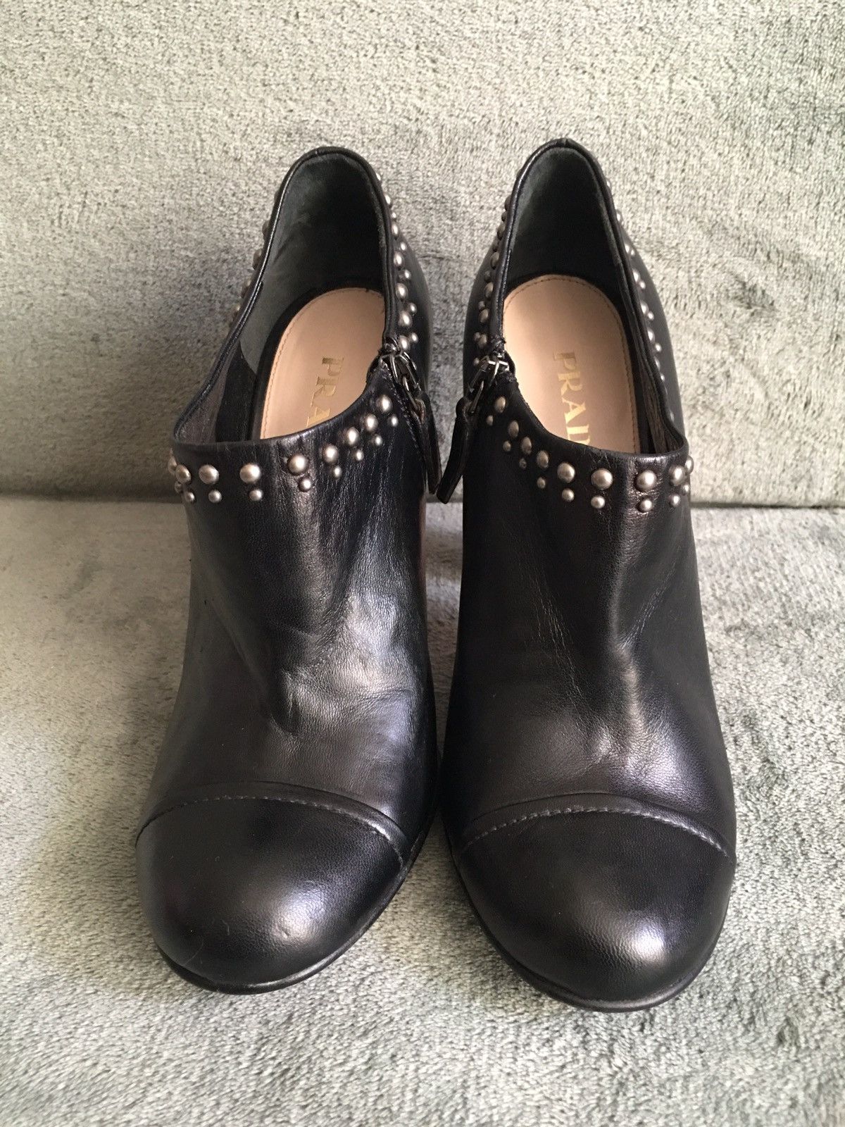 Prada PRADA Black Leather Ankle Stud Boots EU 38 Size US 8 / IT 38 - 4 Thumbnail