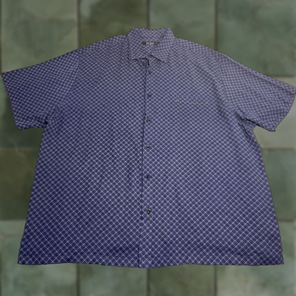 Nat Nast NAT NAST Luxury Originals Men’s 2XL Silk Button-Up Shirt Short Sleeve Geometric Multicolor Modern 100% Silk Size US XXL / EU 58 / 5 - 1 Thumbnail