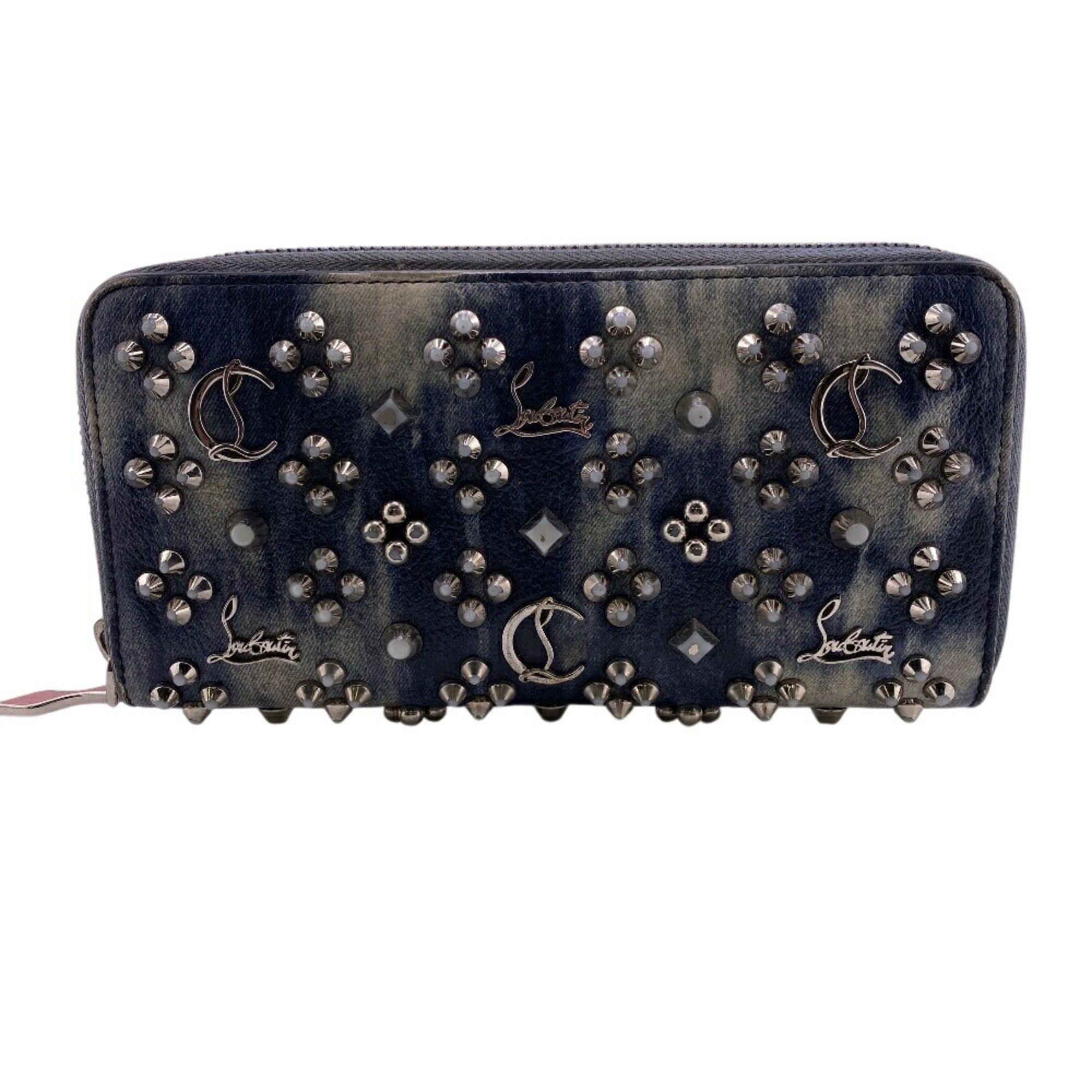 Christian Louboutin Panettone Wallet Studded with CL Hardware Conical and Round Shape Blue Women's