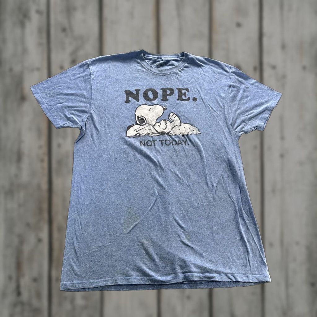 Peanuts Snoopy Peanuts Shirt Mens XL Blue Nope Not Today Graphic Cartoon Tee Size US XL / EU 56 / 4 - 1 Thumbnail