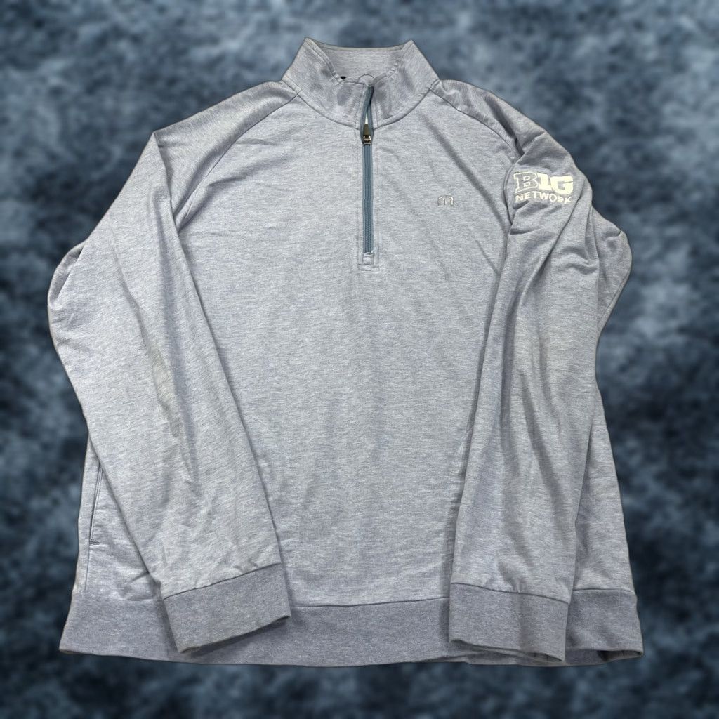 TravisMathew Travis Mathew Jacket Mens Large Blue 1/4 Zip Pullover Golf B1G Ten Network Logo Jacket Size US L / EU 52-54 / 3 - 1 Thumbnail