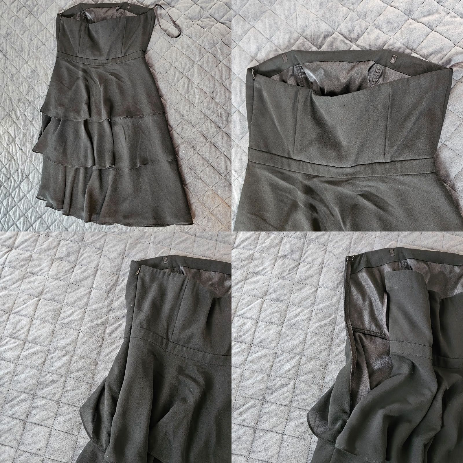 White House Black Market White House Black Market Dress Strapless Mini Ruched Bodice Layered Cocktail Dress Womens 2 Black Sleeveless Party Cocktail Size XS / US 0-2 / IT 36-38 - 9 Thumbnail