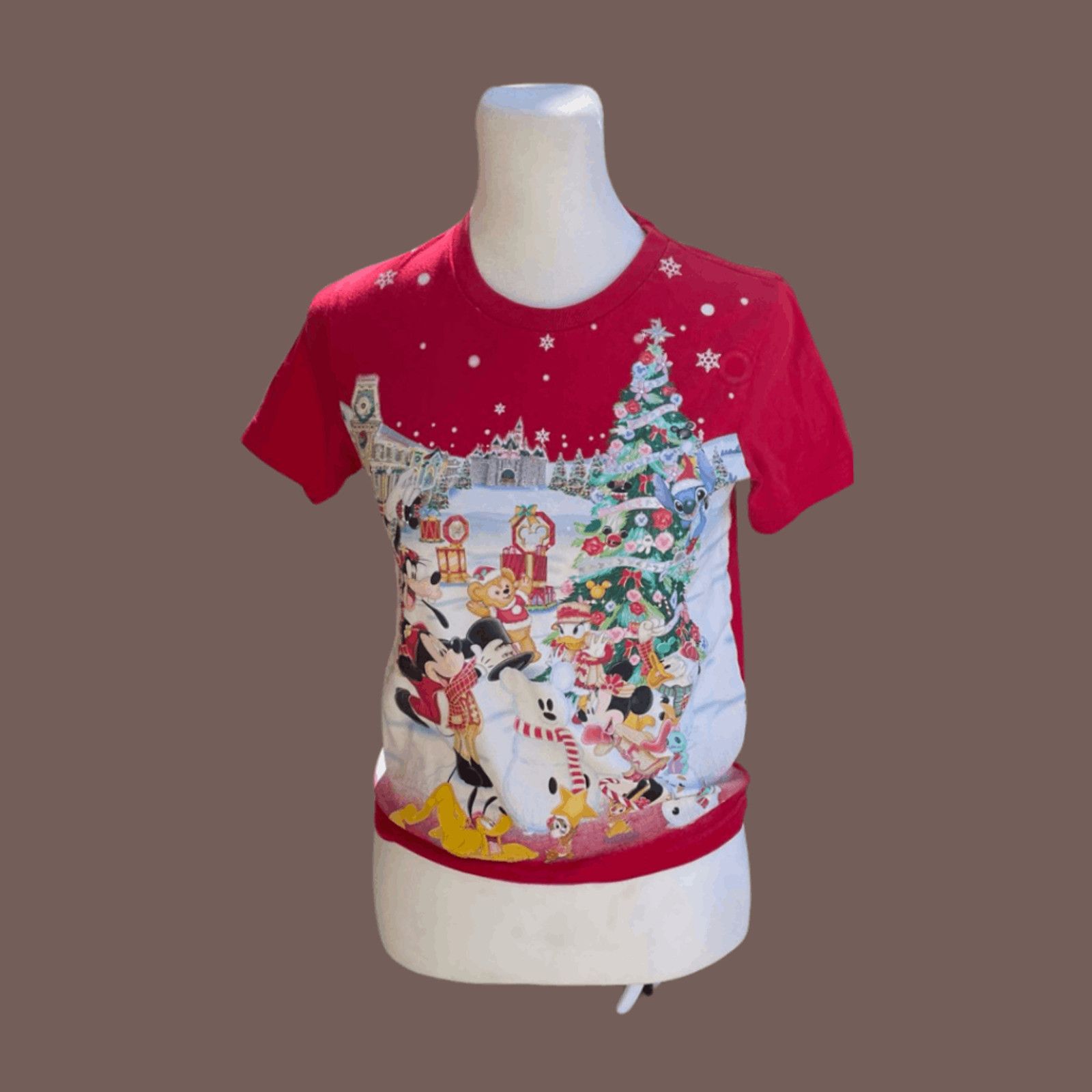 Disney × Vintage VTG Graphic Tee | Disneyland Mickey Xmas Red | Y2K Size XXS / US 00 / IT 34 - 1 Thumbnail