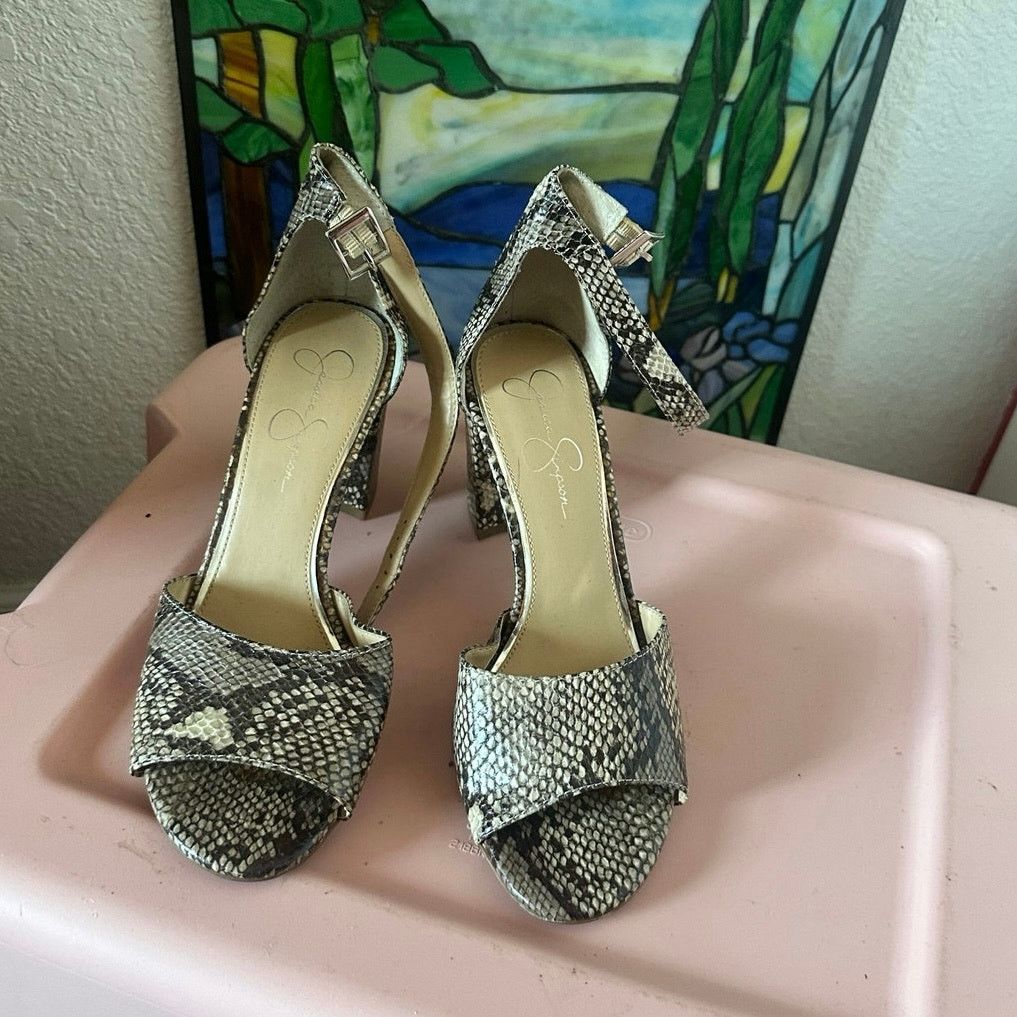 Jessica Simpson jessica simpson snake print chunky heels shoes sandals Size US 9 / IT 39 - 2 Thumbnail