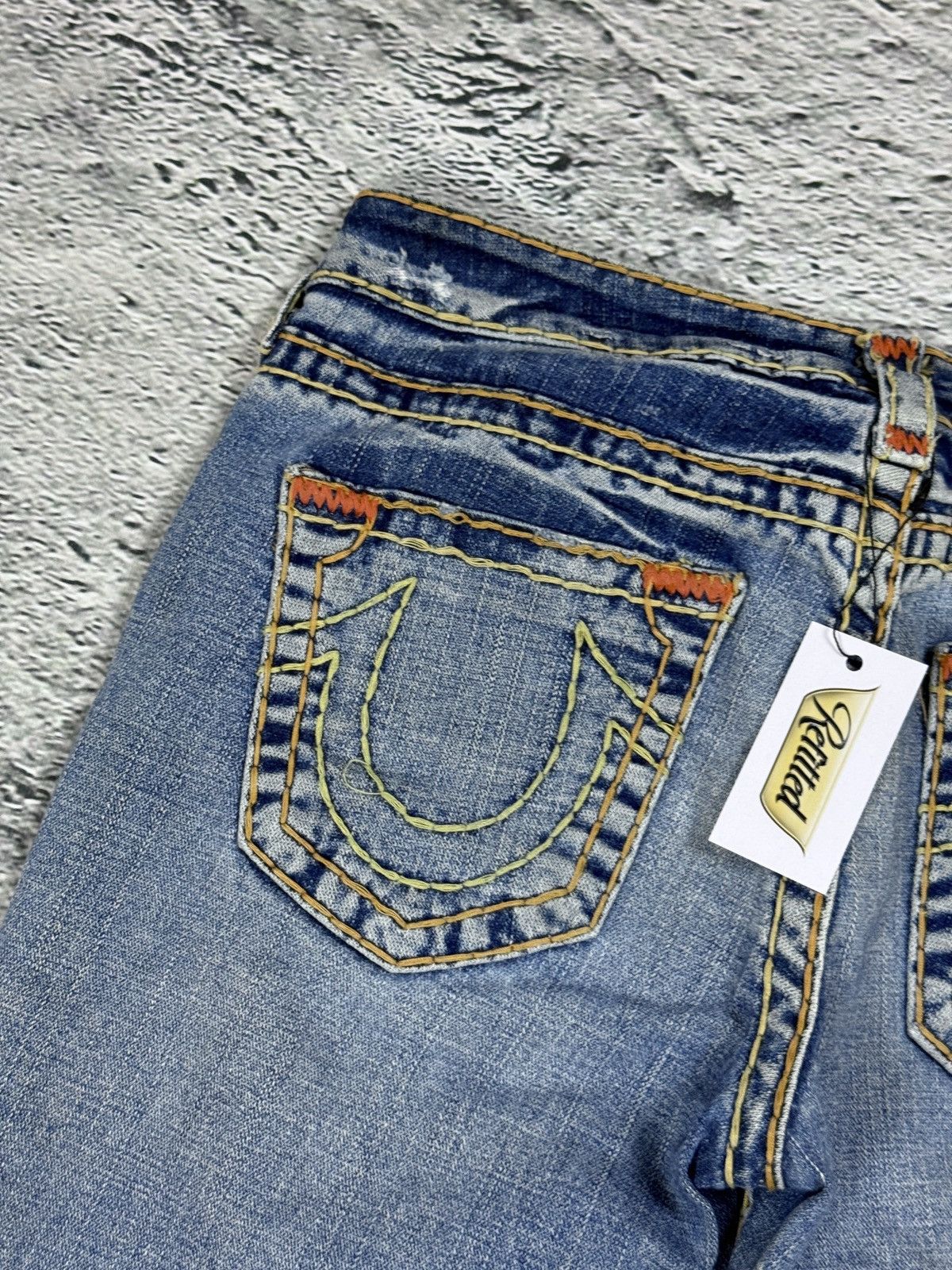 True Religion True Religion Vintage Bootcut Johnny Blue Gold Stitching Size 30" / US 8 / IT 44 - 3 Thumbnail