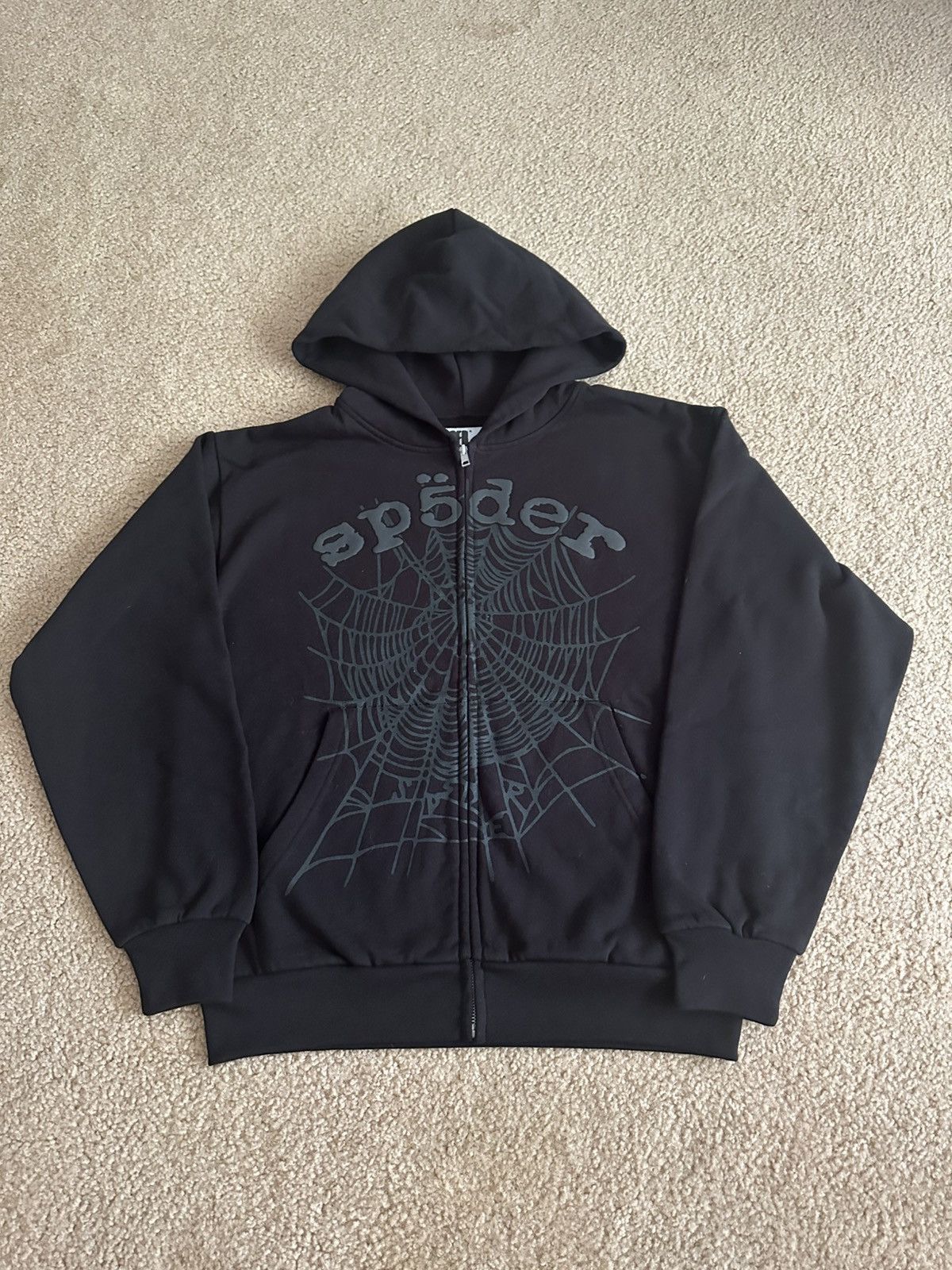 Sp5der King Sp5der OG Web V2 Phantom Zip Up Hoodie Size Large | Grailed