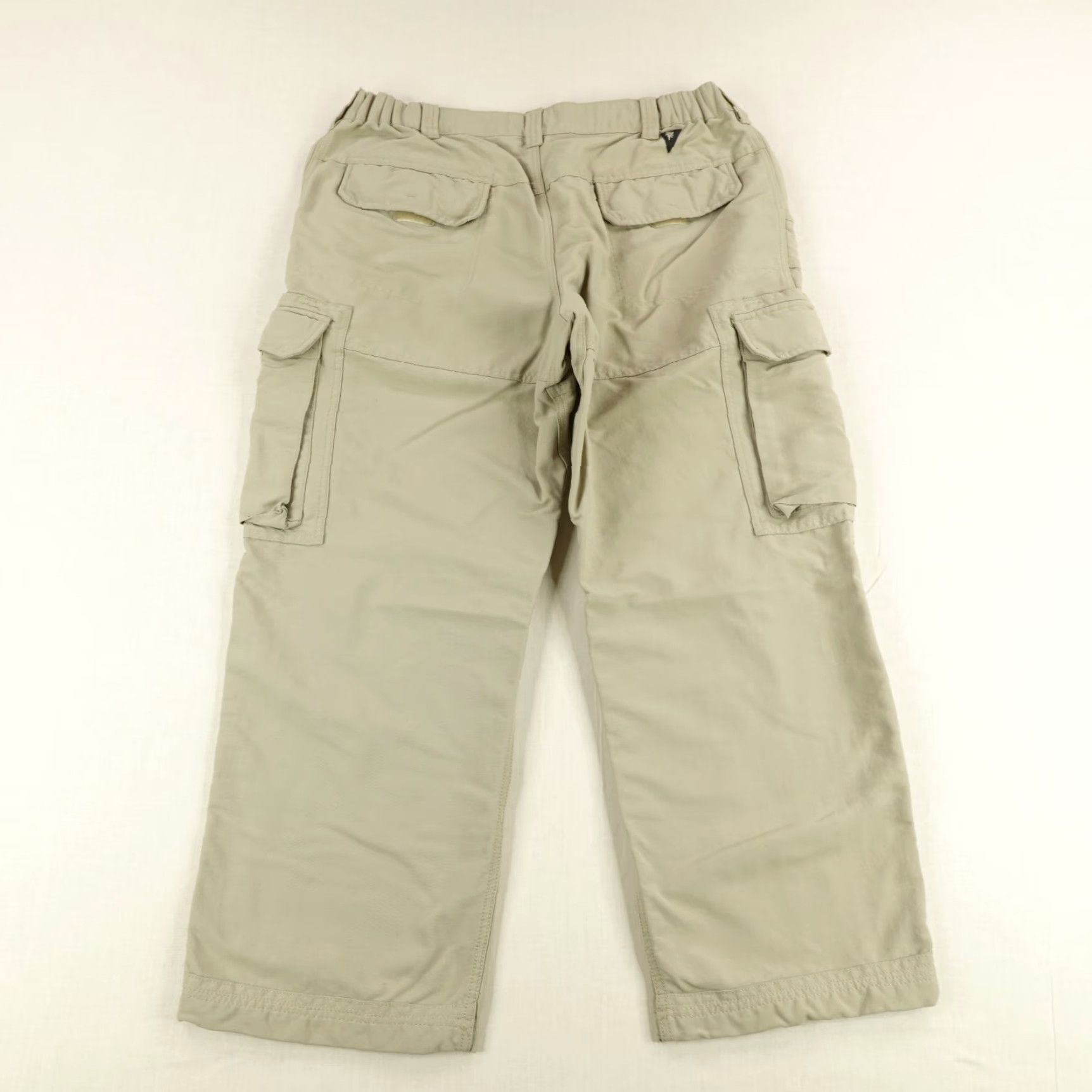 Rails Rail Riders Pants Large Beige Cargo Baggy Hiking Tactical Outdoors Nylon Pockets Elastic Waist Front Flat Mens Size US 35 - 5 Thumbnail