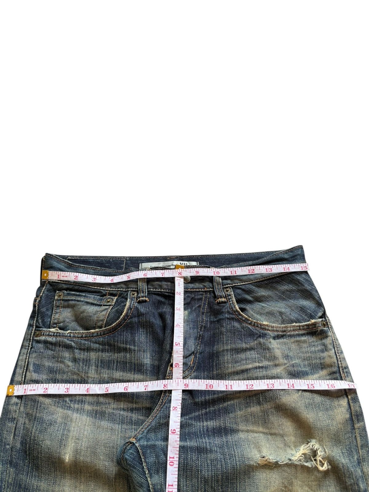 Edwin Exclusive Vintage Edwin 401 Mud Wash Distressed Flare Jeans Size US 30 / EU 46 - 12 Thumbnail