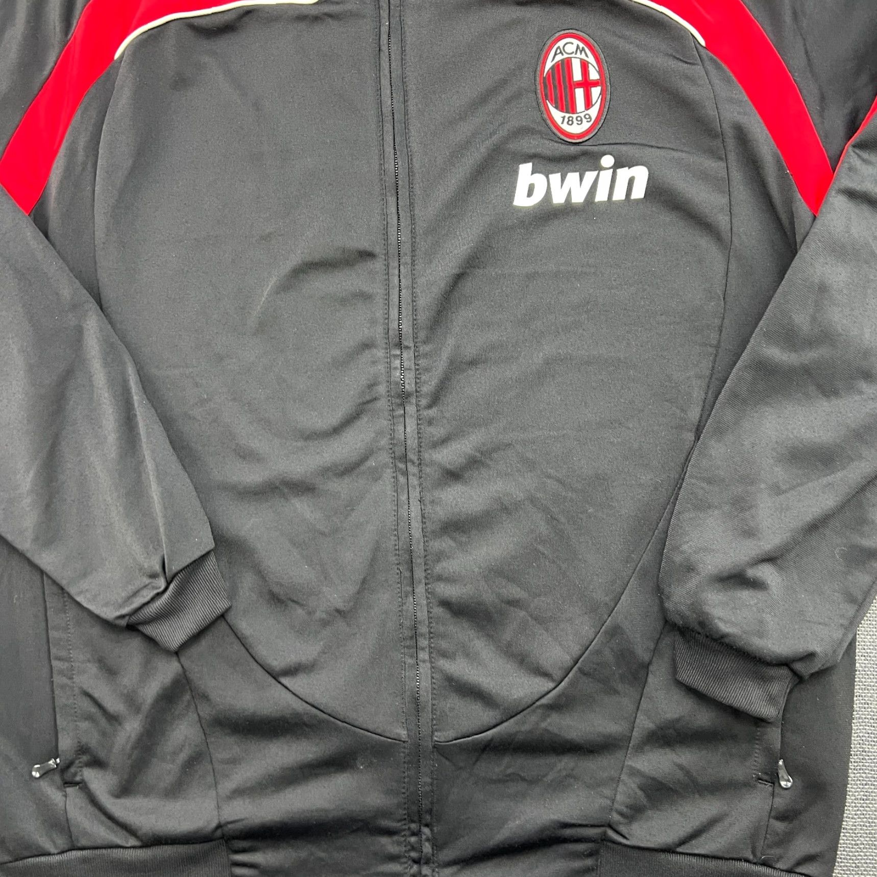 Adidas AC Milan Track Football Jacket Medium Adidas Full Zip Black Red Mens Middle Length Snap Zip Quick Dry Full Zip Size US M / EU 48-50 / 2 - 4 Thumbnail