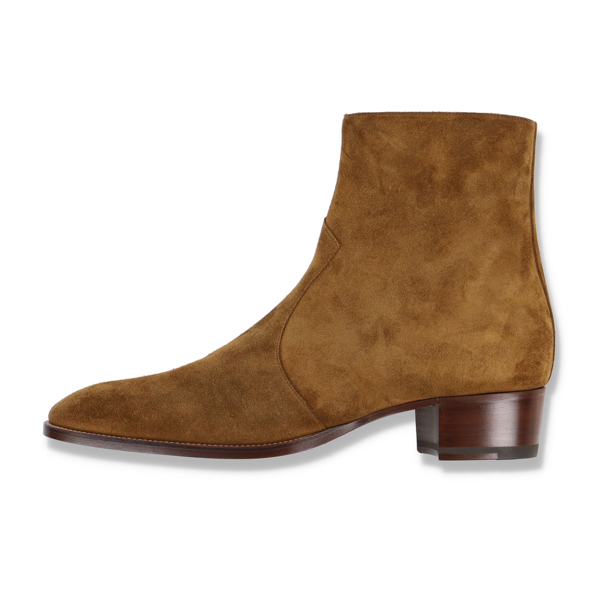 image of Saint Laurent Paris Moutarde Wyatt 40 Zip Suede Boots, Men's (Size 10)