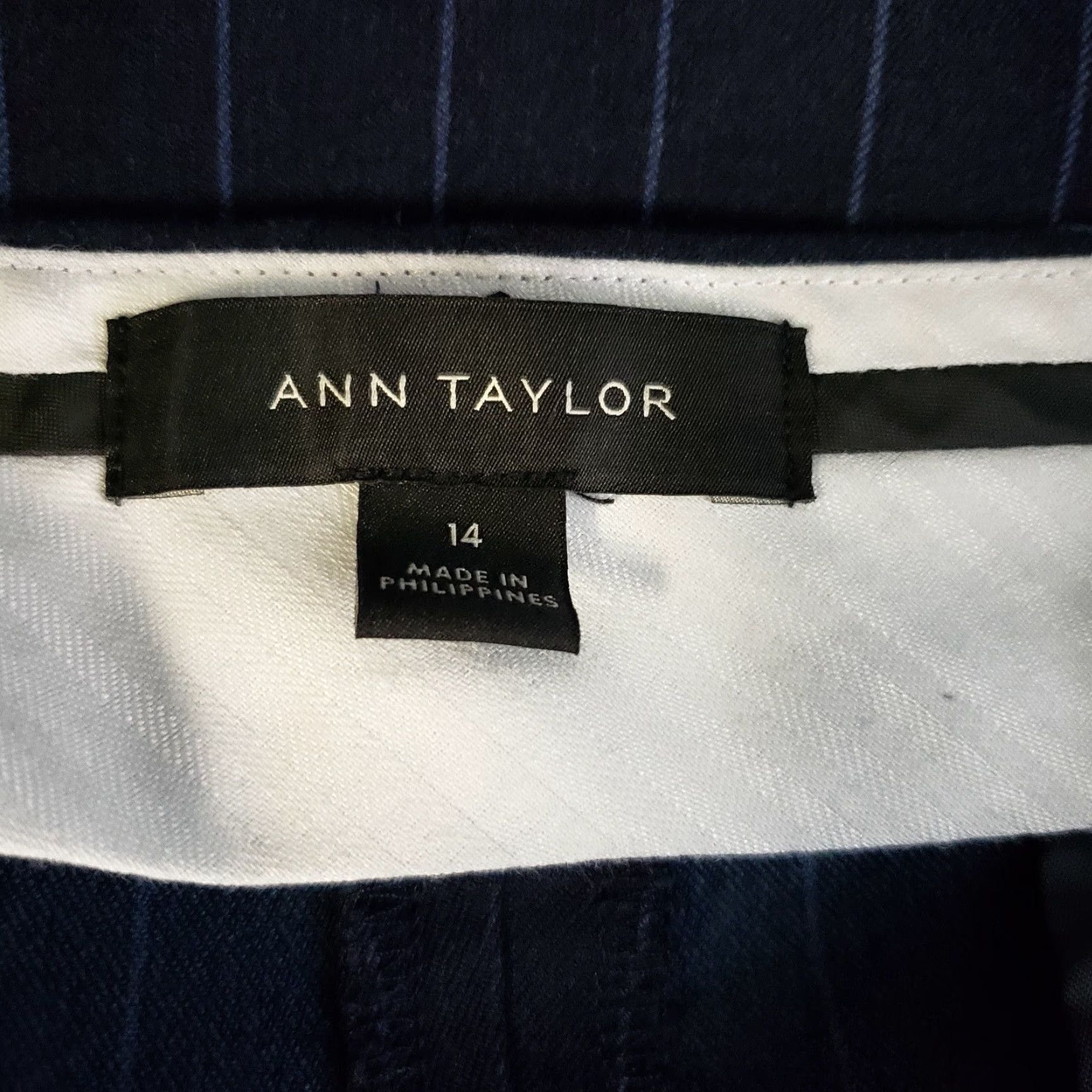 Ann Taylor Ann Taylor Womens Cropped Pants Sz 14 Blue Striped High Rise Pants Womens 14 Blue Striped Cropped Rise 11.5 Inseam 22 Greys? Size 36" / US 14 / IT 50 - 6 Thumbnail