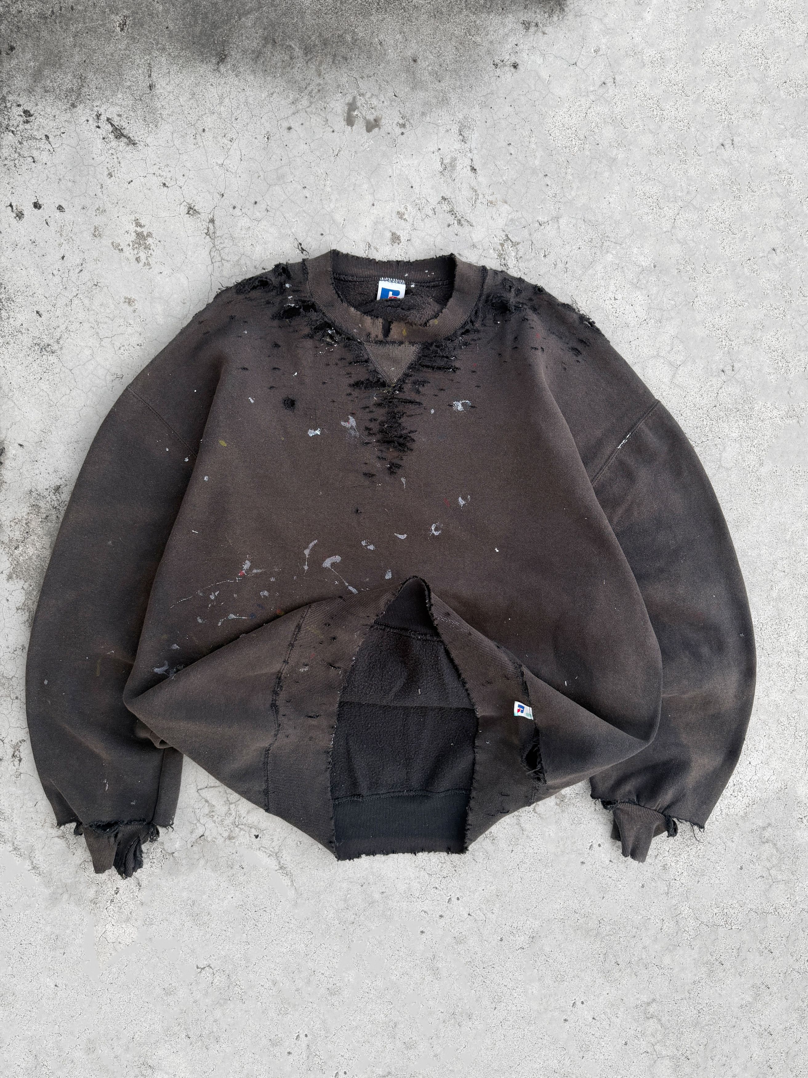Vintage 90s Thrashed Distressed & Faded Russell Sweatshir ERD Grunge Size US XL / EU 56 / 4 - 3 Thumbnail