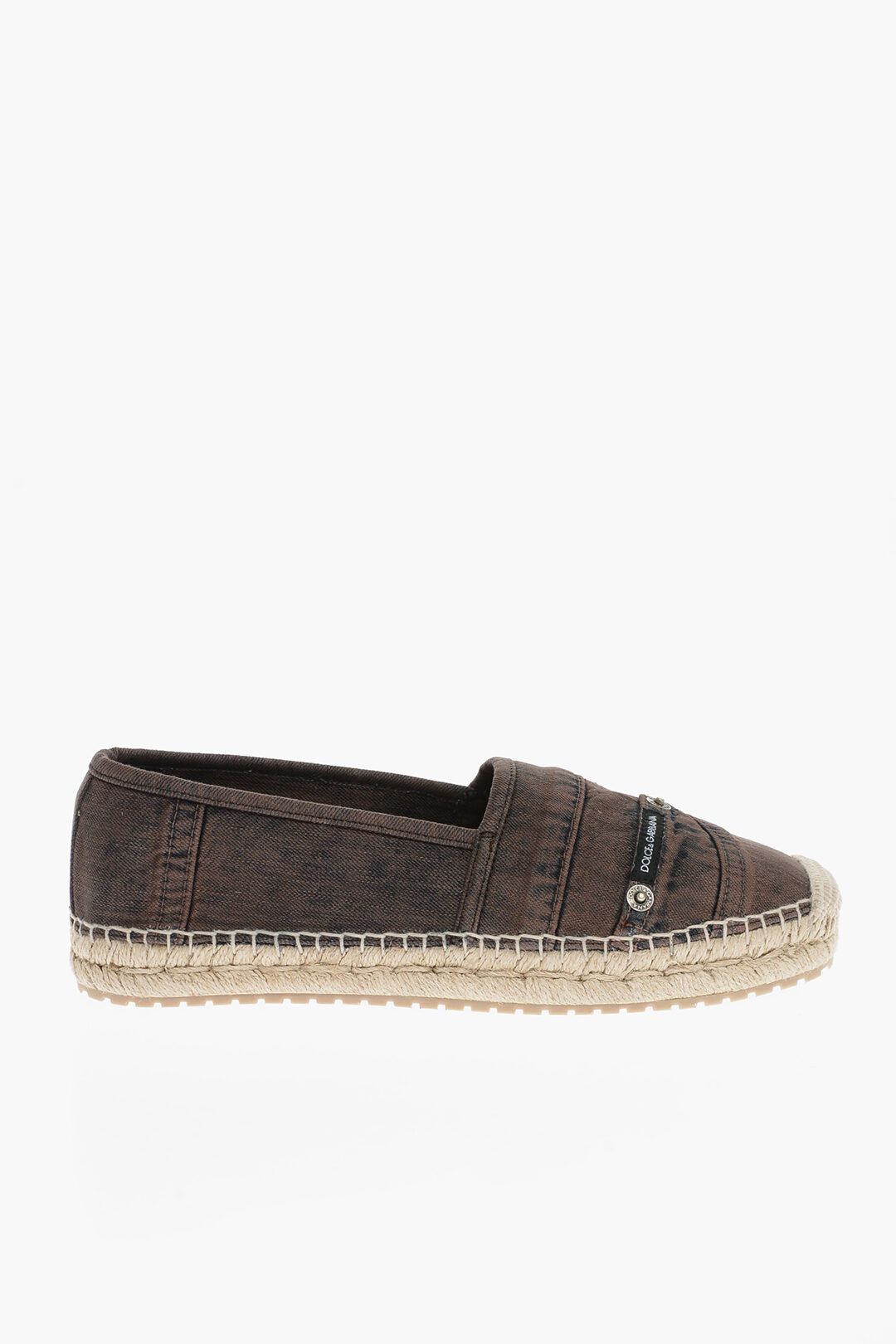 image of Dolce Gabbana Og1Mm0424 Slip-On Denim Espadrillas In Brown Shoes, Men's (Size 9)