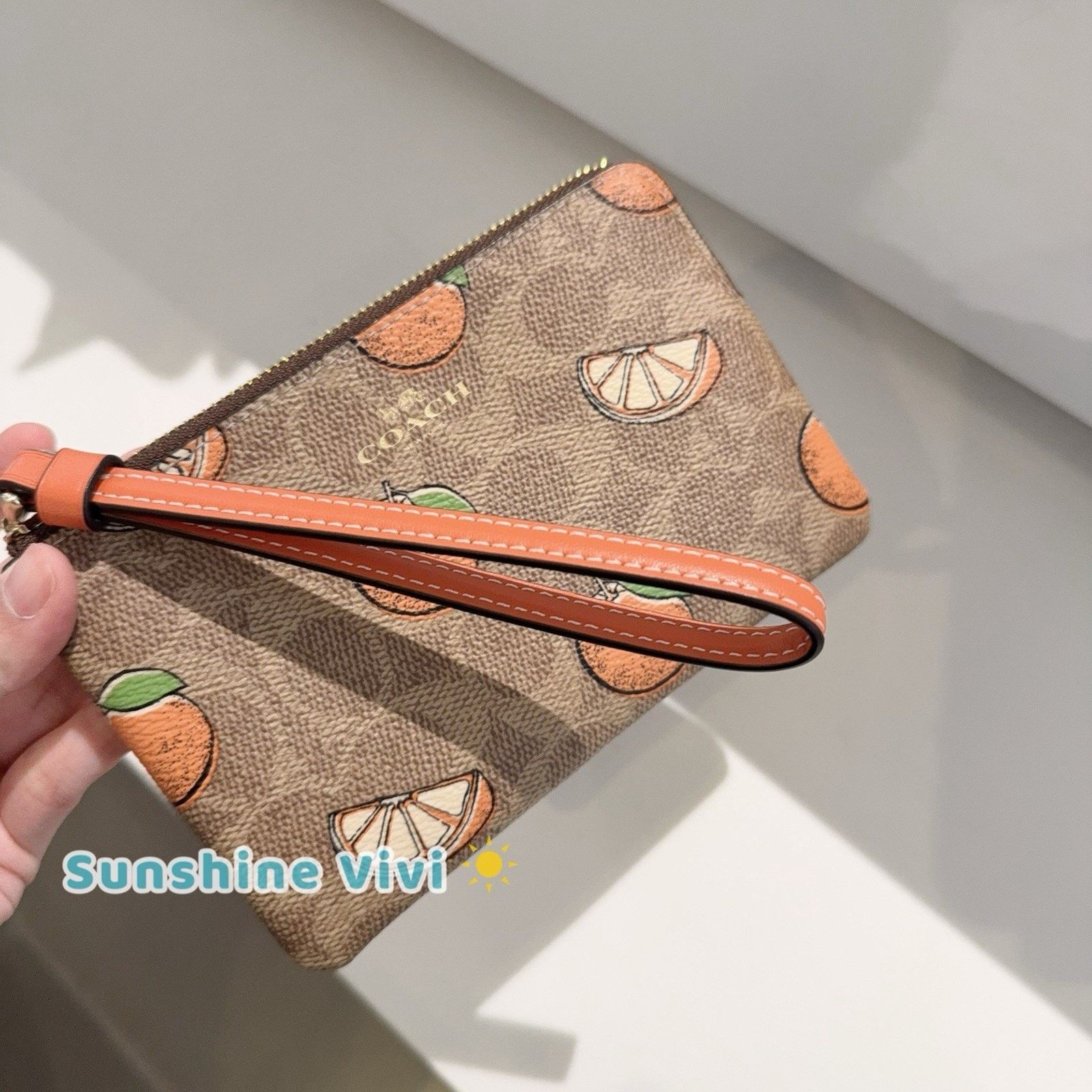 Coach NWT Coach CBB82 Corner Zip Wristlet Signature Canvas Orange Size ONE SIZE - 2 Thumbnail