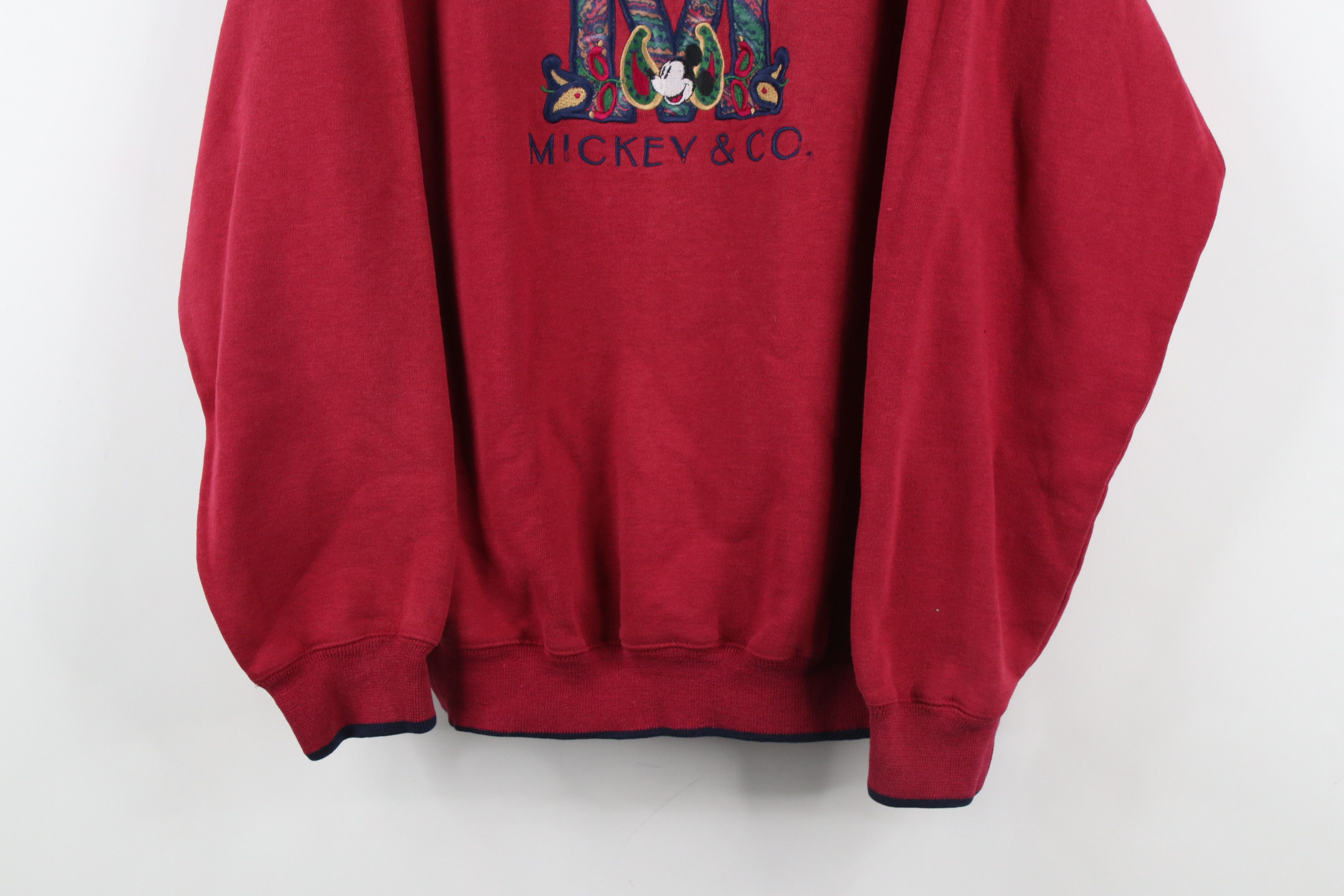 Disney × Vintage Vintage 90s Disney Paisley Mickey Mouse Sweatshirt Red Size L / US 10 / IT 46 - 3 Thumbnail