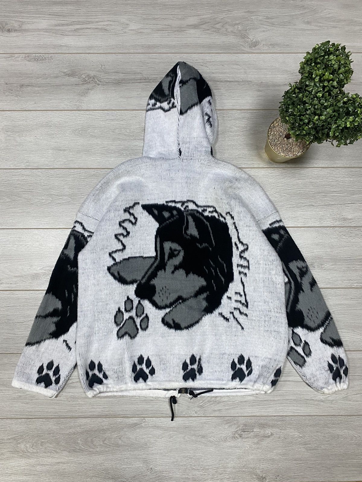 Vintage Wolves Dogs 🐺 forest Y2K vintage fleece zip all over print Size US XL / EU 56 / 4 - 7 Thumbnail