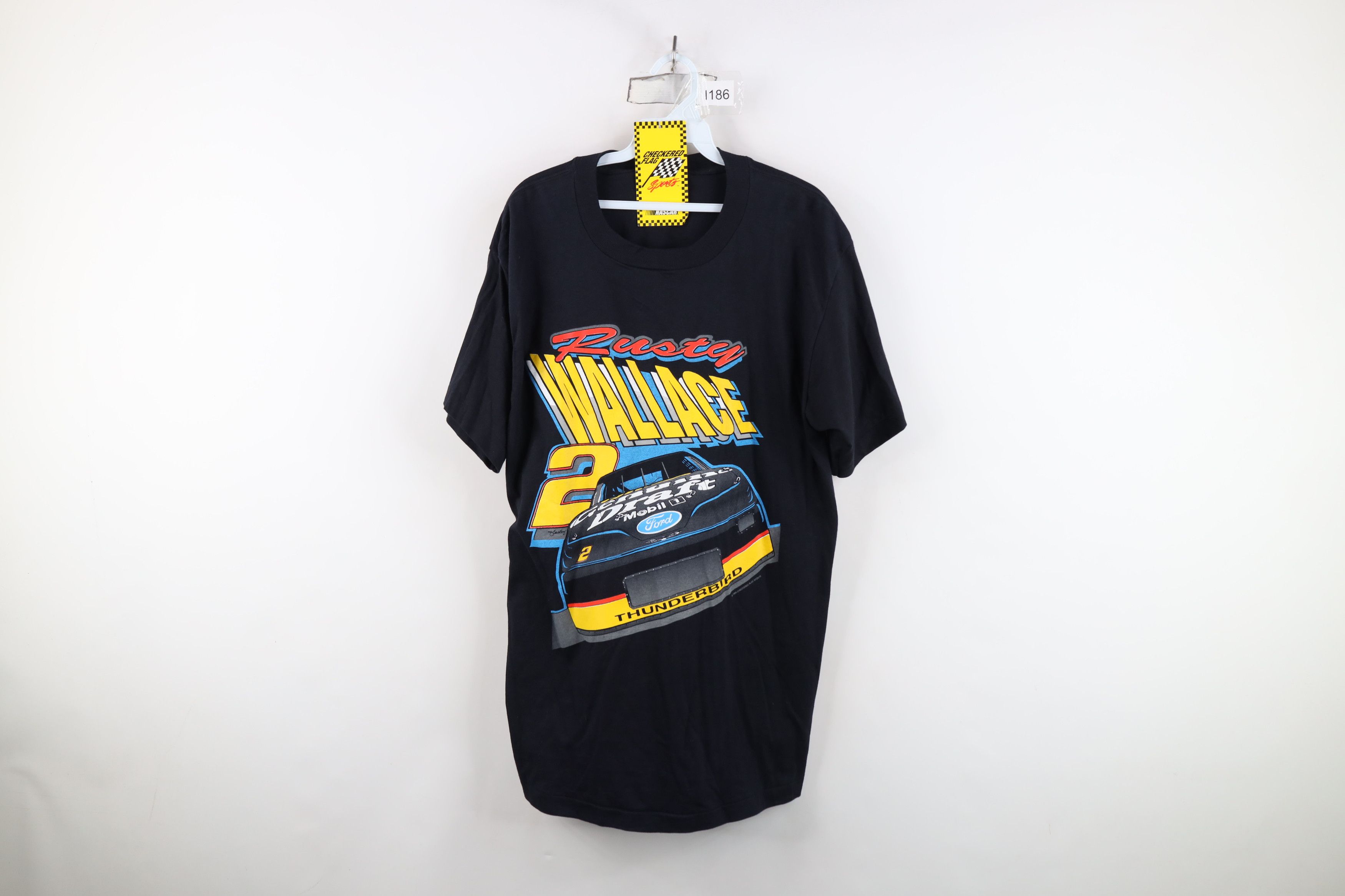 Vintage Deadstock Vintage 90s NASCAR Wallace Racing T-Shirt Black Size US L / EU 52-54 / 3 - 1 Thumbnail