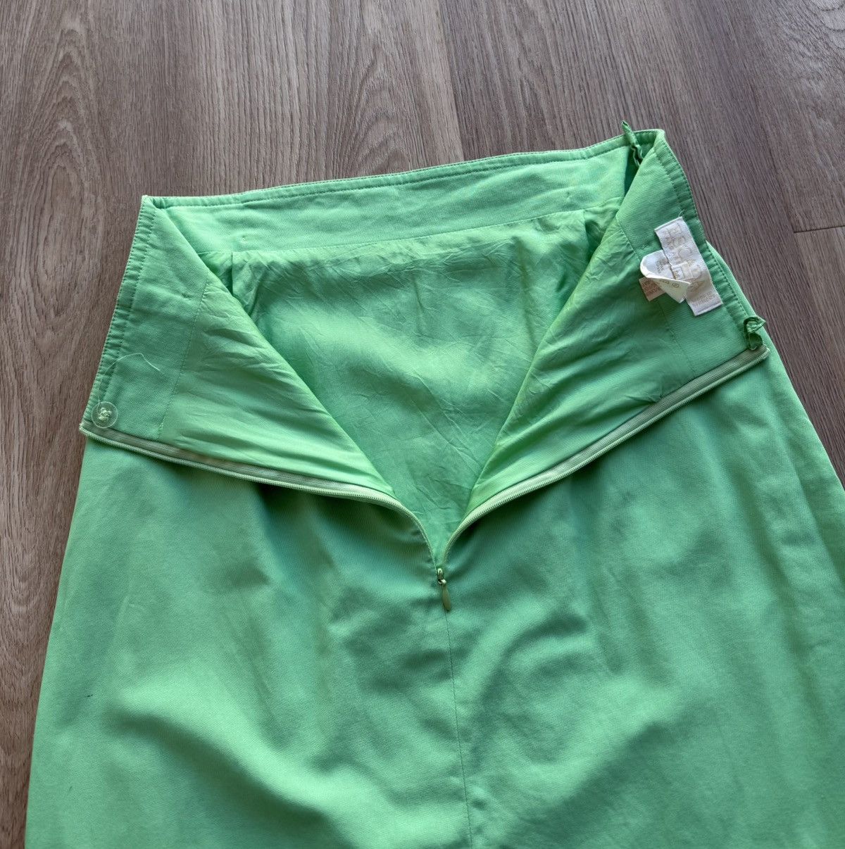 Escada Vintage Escada Green Cotton Midi Skirt Size 36" / US 14 / IT 50 - 7 Thumbnail