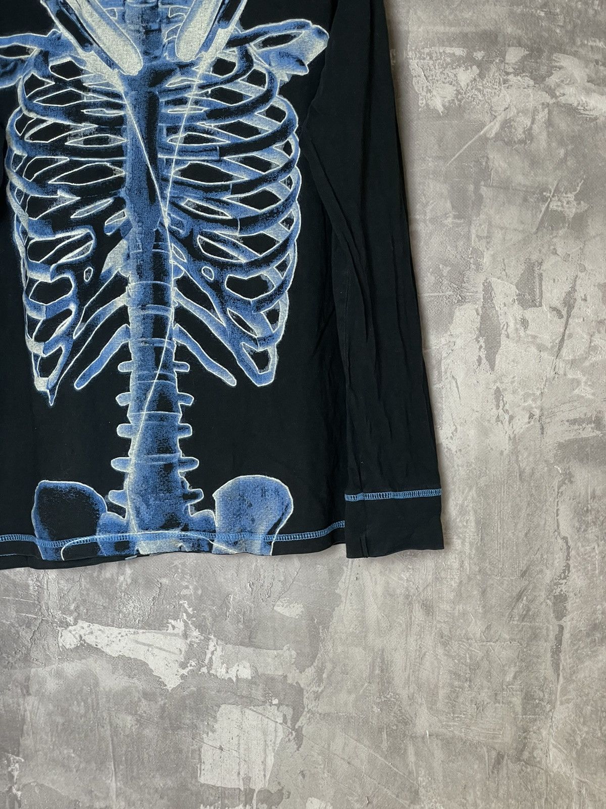 Vintage Crazy Y2K Affliction Style Skull Skeleton Bones Black LS Tee Size US M / EU 48-50 / 2 - 6 Thumbnail
