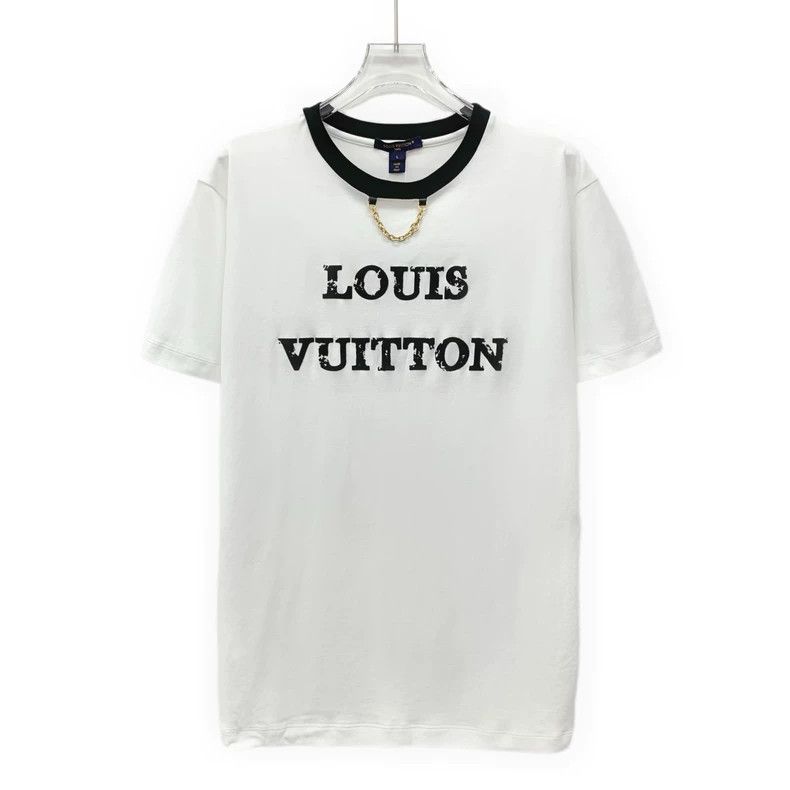 Louis Vuitton Louis Vuitton 23 white logo monogrammed cotton crewneck T- Size L / US 10 / IT 46 - 1 Thumbnail
