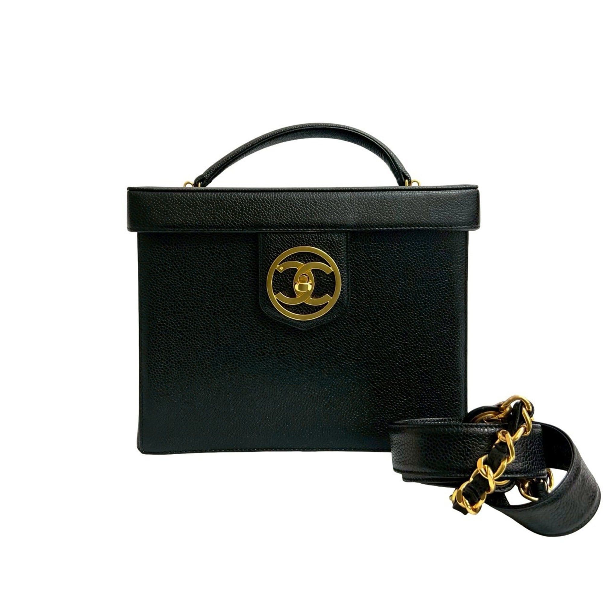 Chanel CHANEL Coco Mark Matte Caviar Leather 2-Way Shoulder Bag/Handbag Black 4839a Size ONE SIZE - 1 Thumbnail