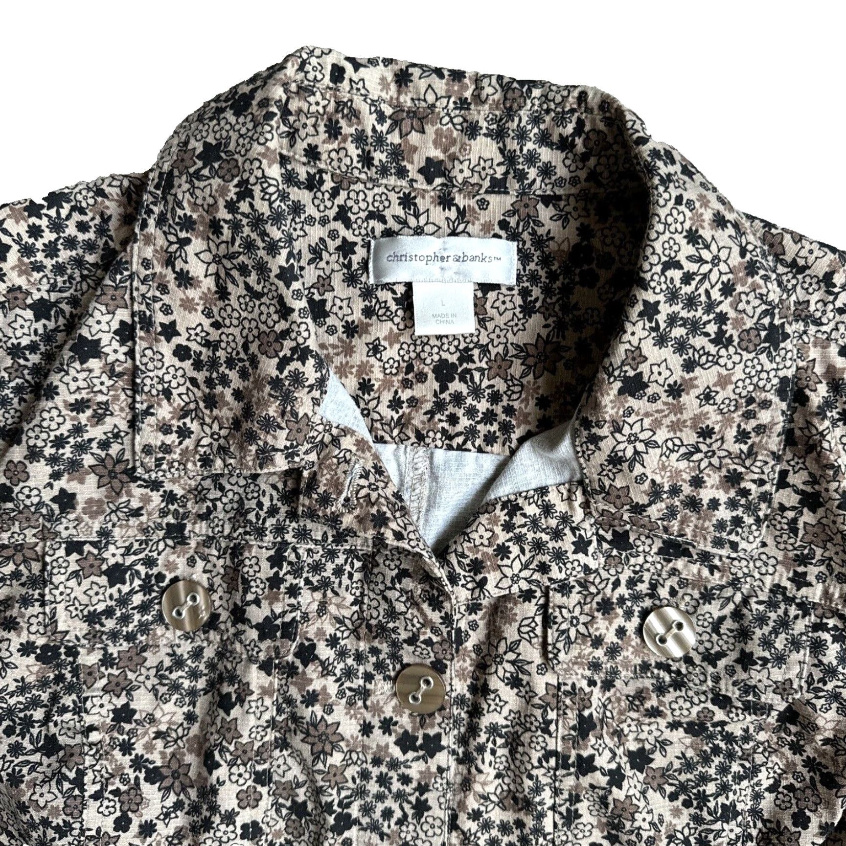 Vintage Vtg Christopher Banks Jacket Womans L Tan Floral Cottage Core Bohemian Boho Jacket Size L / US 10 / IT 46 - 5 Thumbnail