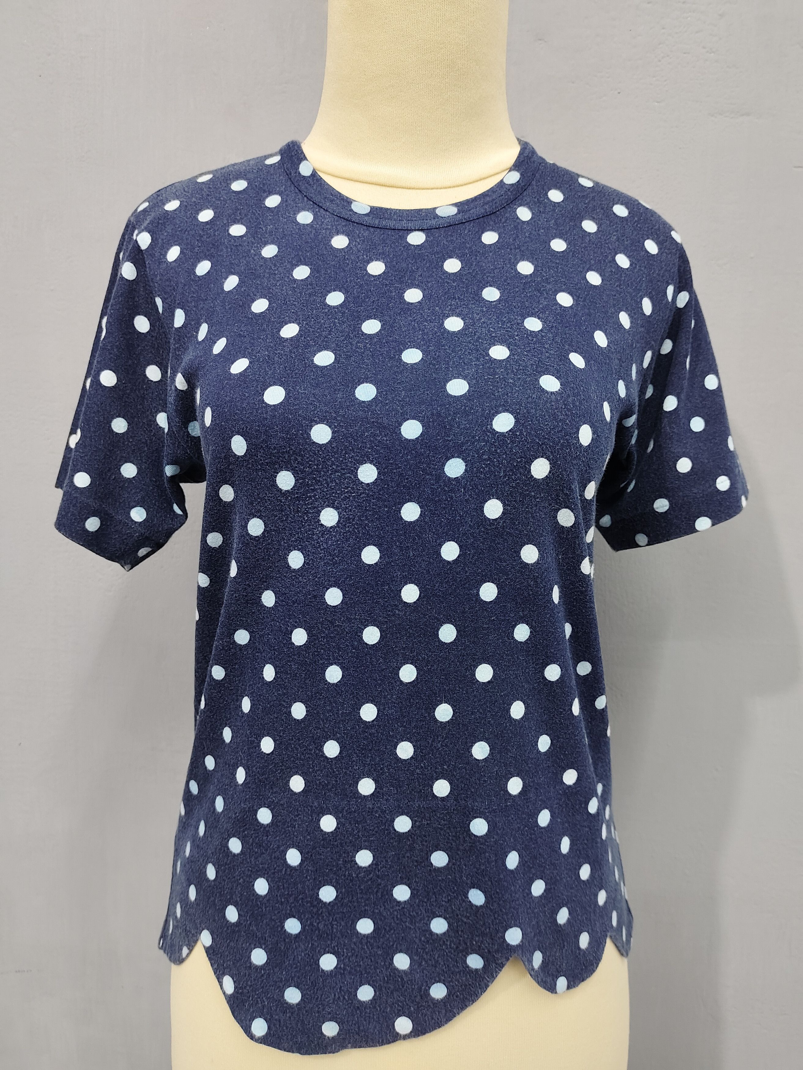 Comme des Garcons AD03 CDG Robe de Chambre Polka Dot Scallop Hem Cropped Tee Size M / US 6-8 / IT 42-44 - 8 Thumbnail