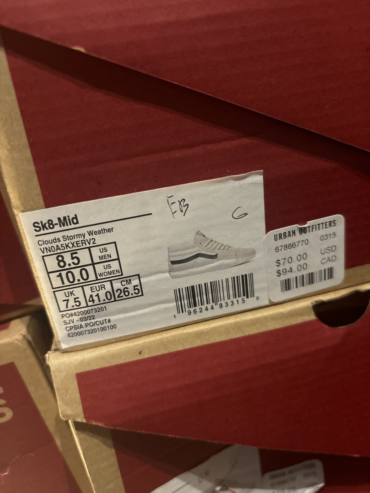 Vans Vans Sk8-Mid Sneaker Shoe VN0A5KXERV2 Stormy Weather 8.5 $70 Size US 8.5 / EU 41-42 - 10 Thumbnail