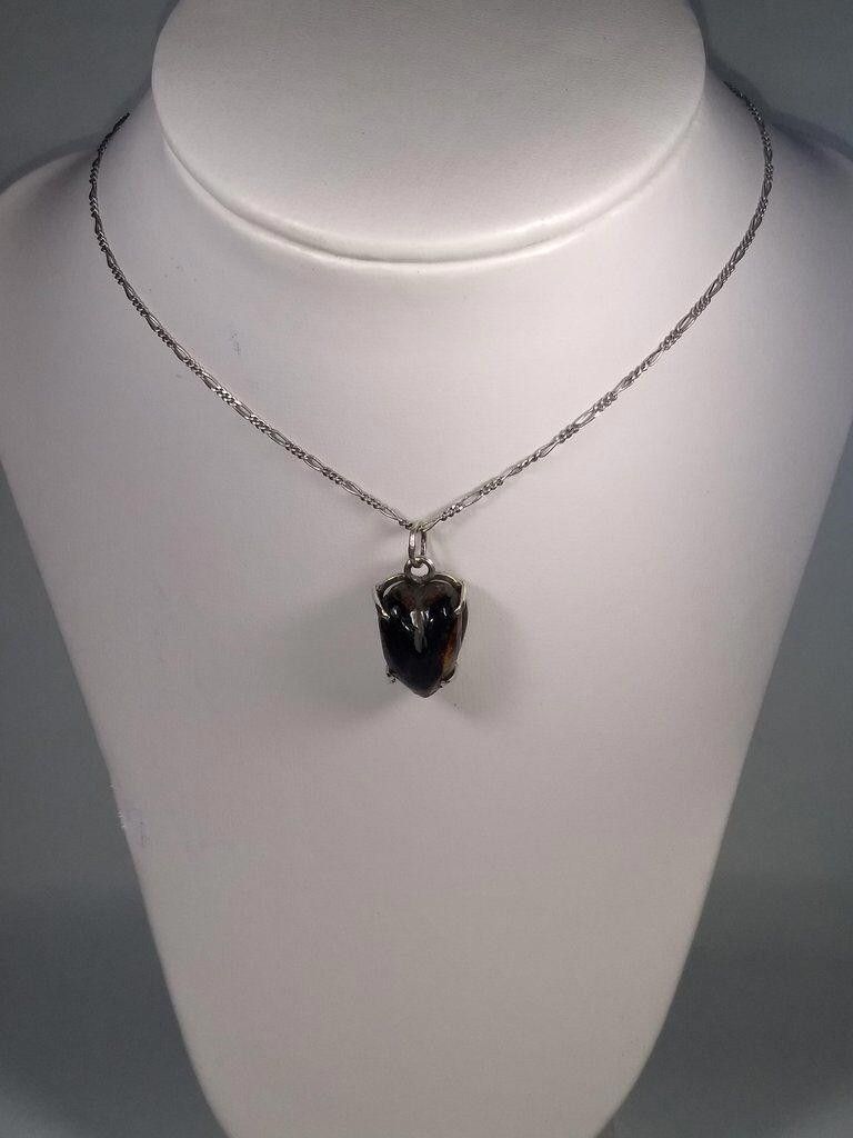 Handmade Mexican Handmade Sterling Black Coral Heart Pendant Necklace Size ONE SIZE - 1 Thumbnail