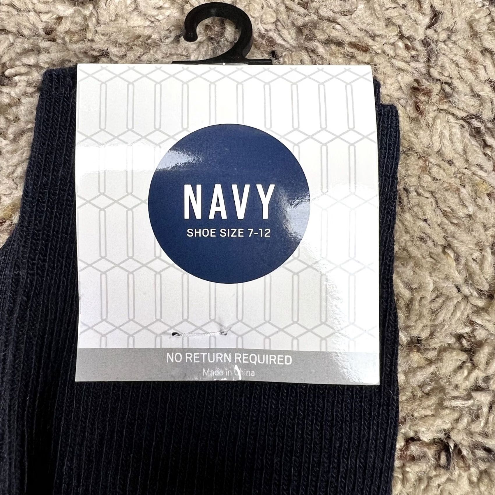 Old Navy Old Navy Mens Socks Crew 1 Pair 7-12 Navy Blue Cotton/Polyester/Spandex Mid Calf Rib-knit Opening Size ONE SIZE - 4 Thumbnail