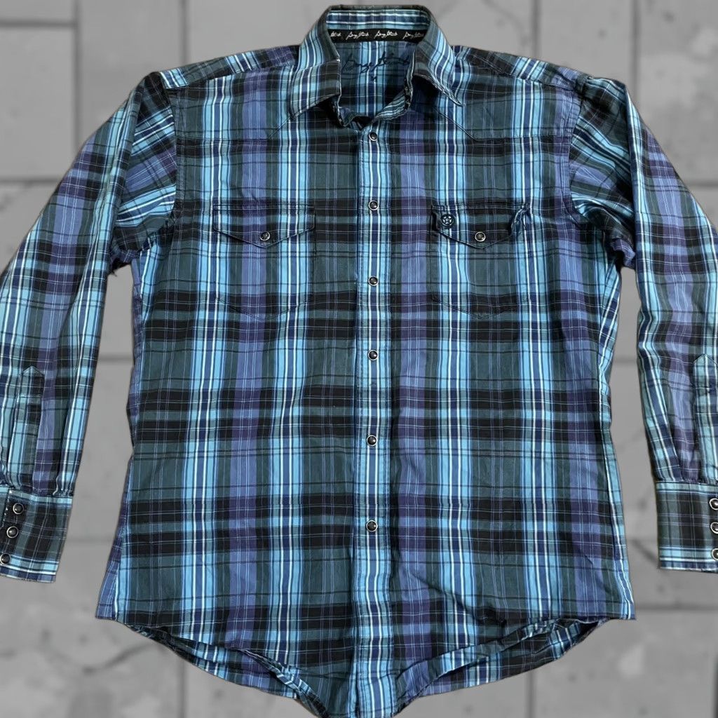 George George Strait Blue Plaid Long Sleeve Snap Button Down Shirt Mens M Size US M / EU 48-50 / 2 - 1 Thumbnail