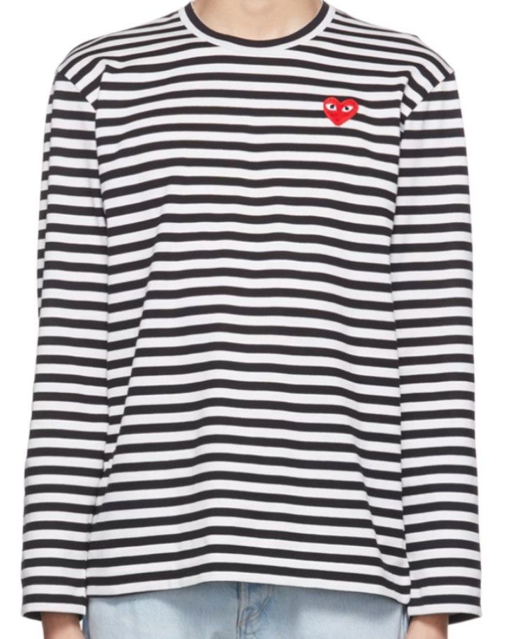 image of Comme Des Garcons Play Comme Des Garçons Play Long Sleeve Tee in White, Men's (Size Large)
