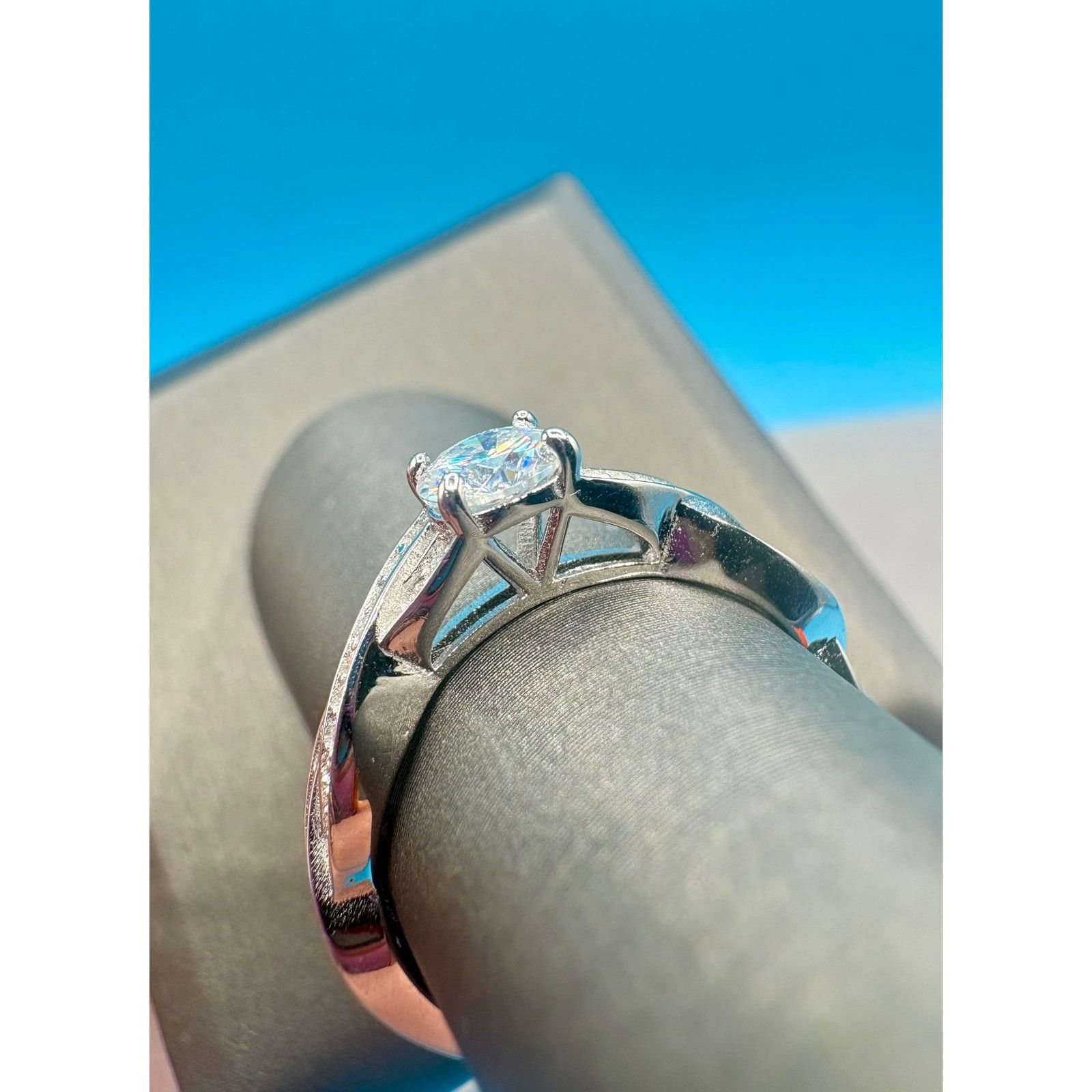 Jewelry .75CTW Moissanite Ring in Sterling Silver - Size 6.75 Size ONE SIZE - 8 Thumbnail