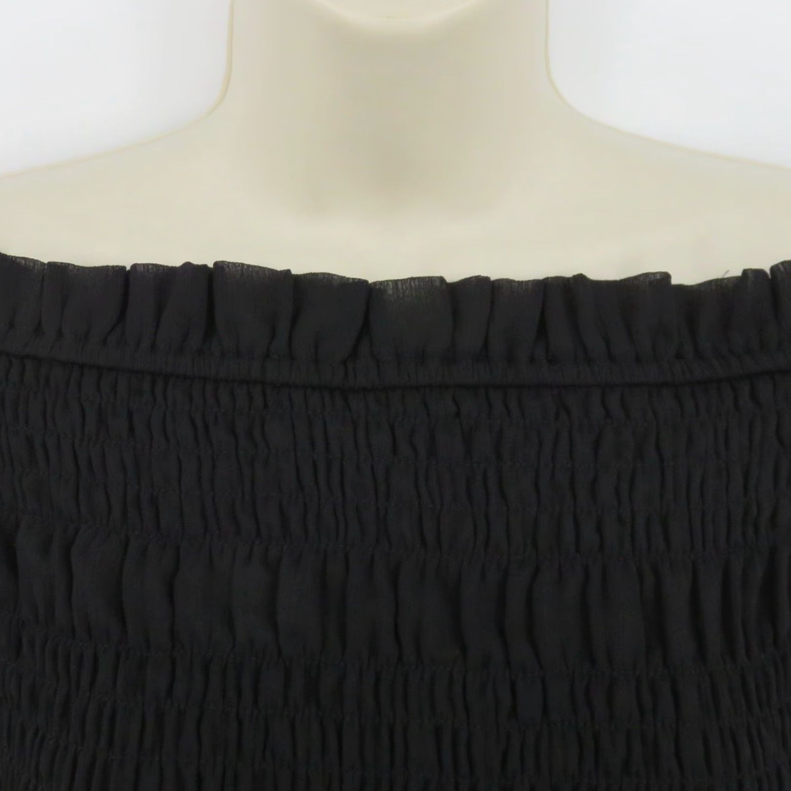 Express Express Shirt Women Medium Black Off Shoulder Long Sleeve Puckered Cinched Top Size M / US 6-8 / IT 42-44 - 4 Thumbnail