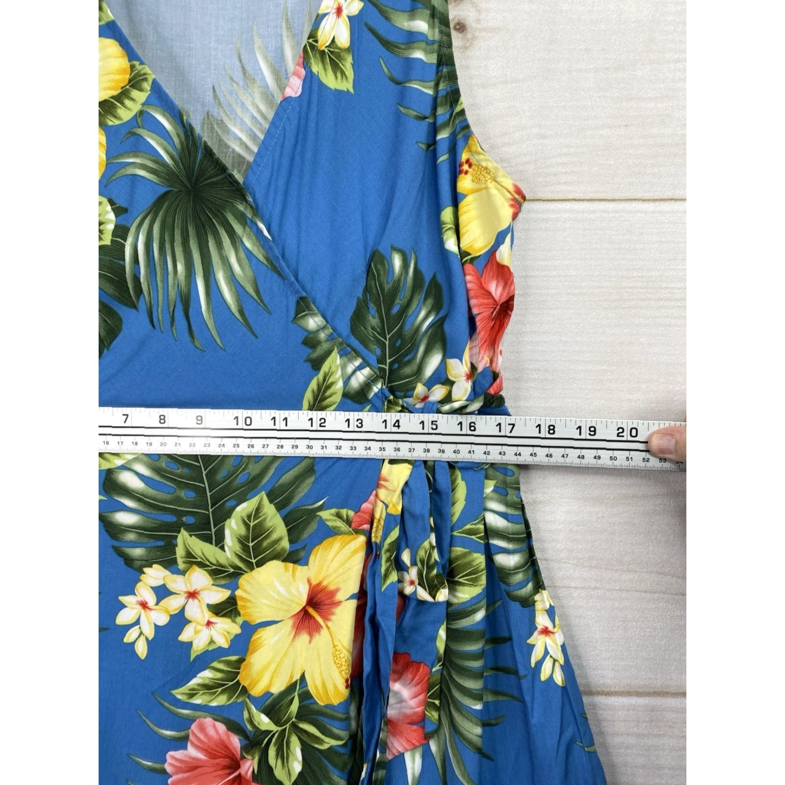 Vintage VINTAGE Puanani Maxi Dress Women's XL Blue Floral Sundress Beach Hawaiian V-Neck Slit Tropical Style Size XL / US 12-14 / IT 48-50 - 8 Thumbnail