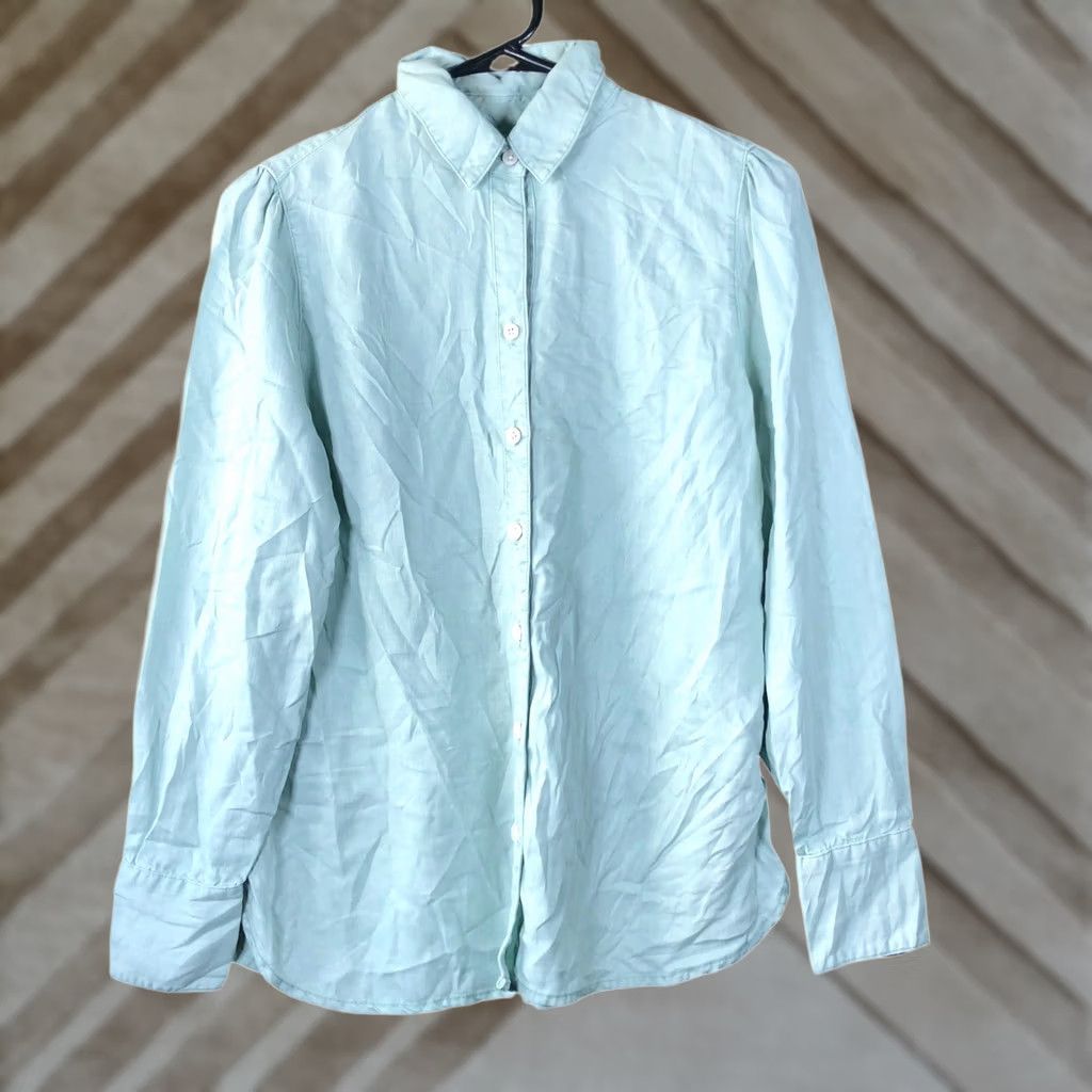 Vintage Chicos Womens Shirt Green Collared Button-Down Long Sleeve 0 (4/6) Size S / US 4 / IT 40 - 1 Thumbnail