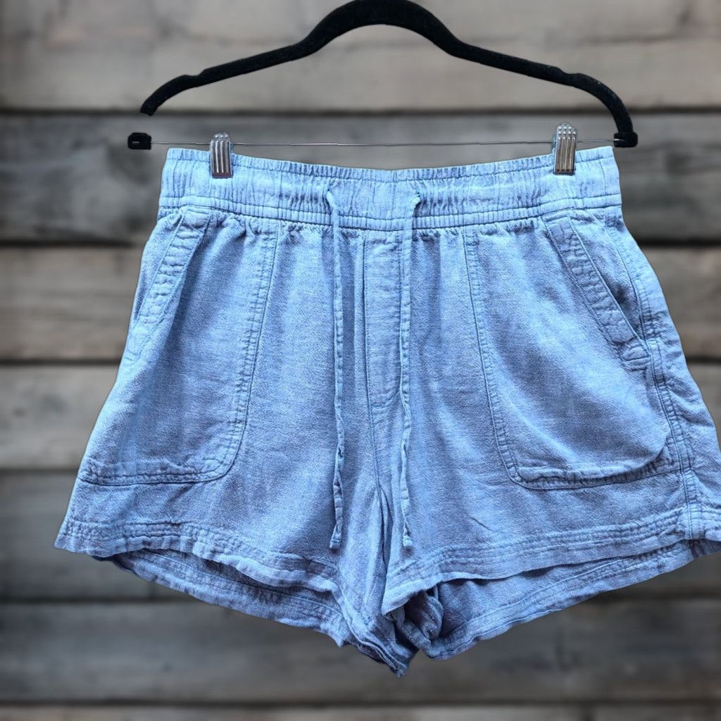 Gap Gap Linen Blend Shorts Womens M Light Blue Drawstring High Rise Relaxed Shirt? Wait. Size 32" / US 10 / IT 46 - 1 Thumbnail