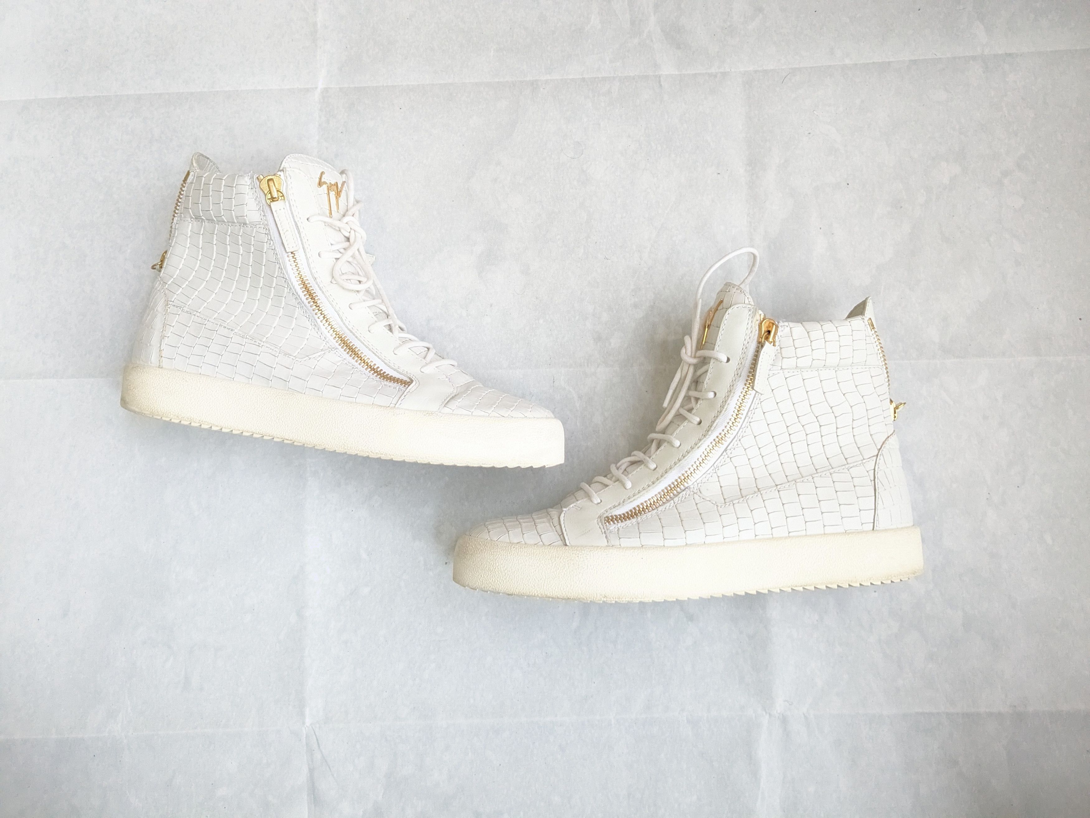 Giuseppe Zanotti Giuseppe Zanotti Sneakers White Gold 11 44 High Tops Leather Size US 11 / EU 44 - 1 Thumbnail